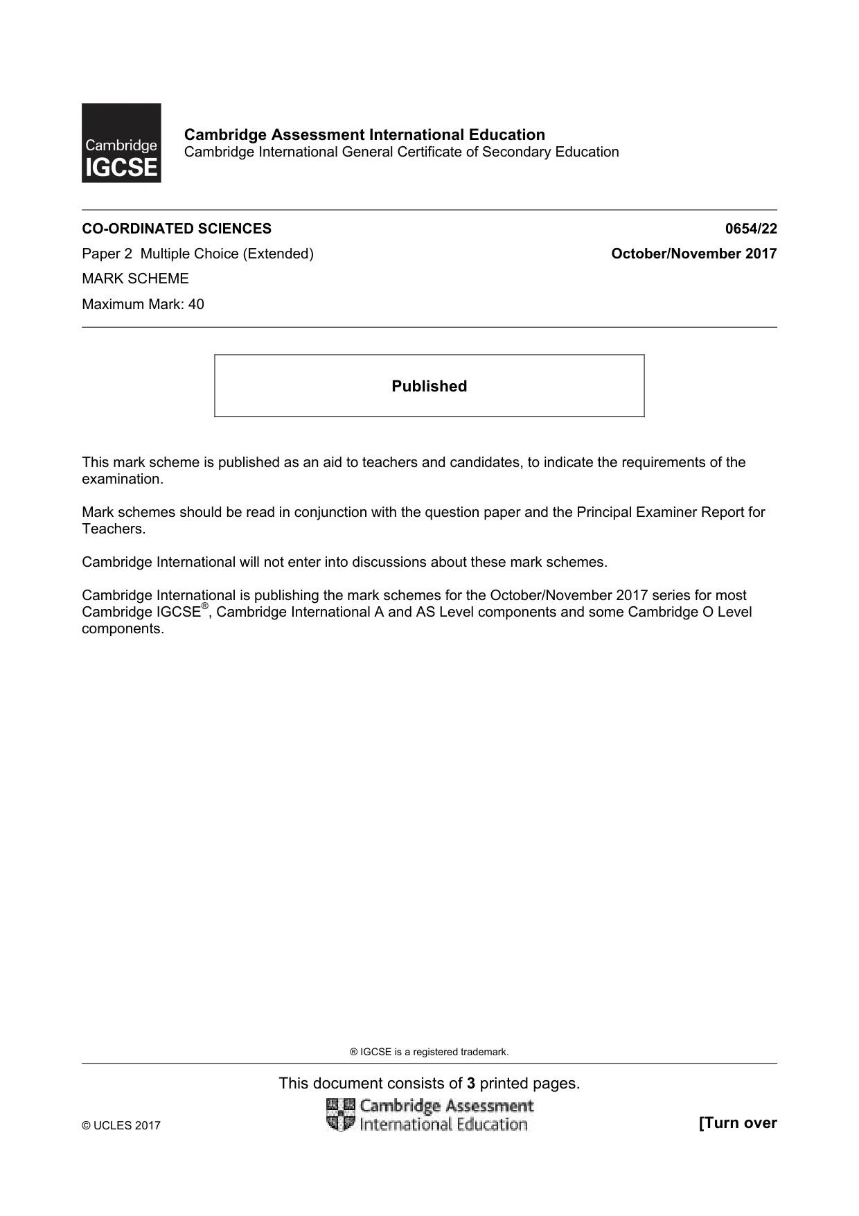 Mark scheme, page 1 of 3
