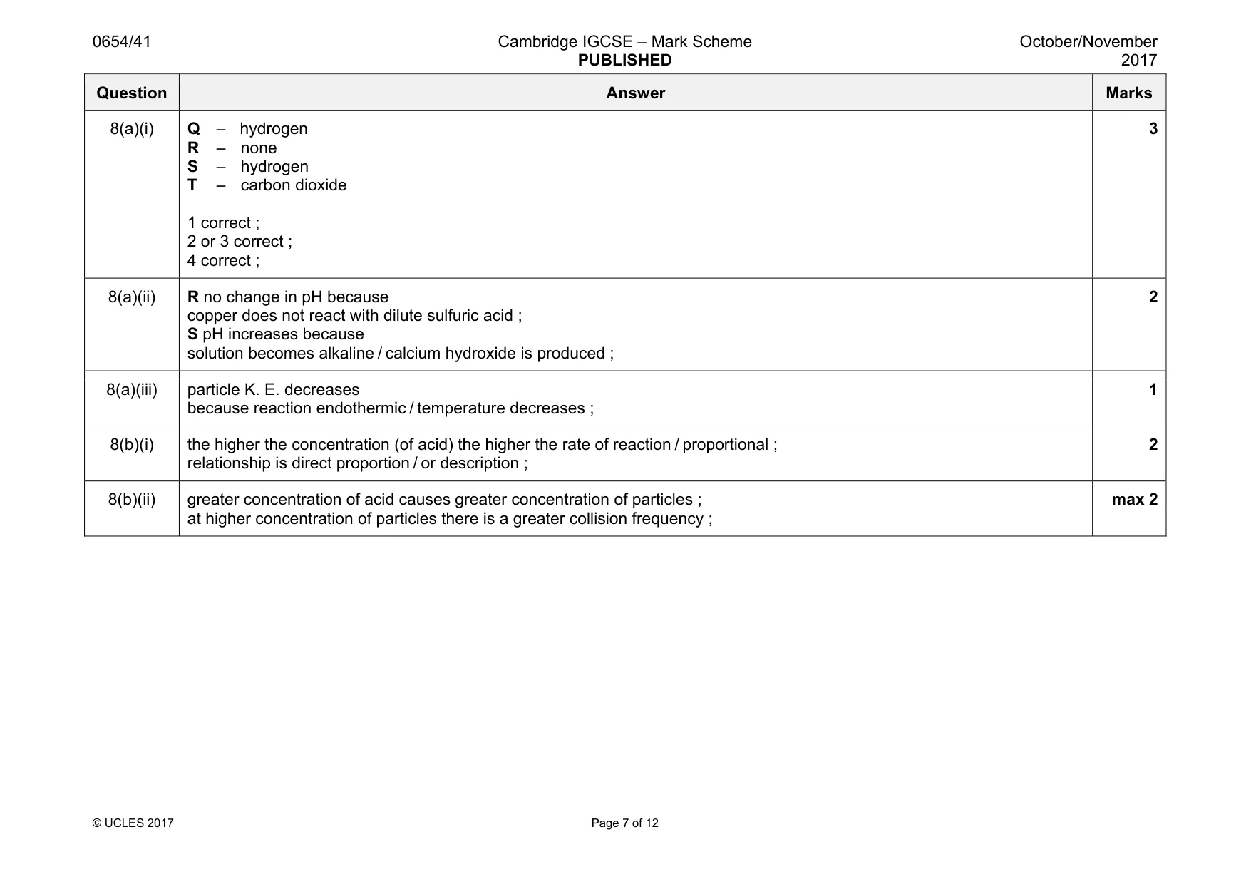 Mark scheme, page 7 of 12