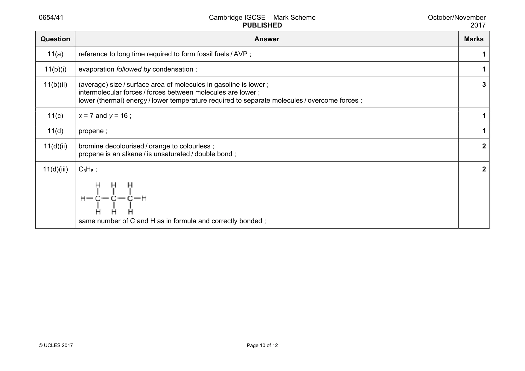 Mark scheme, page 10 of 12