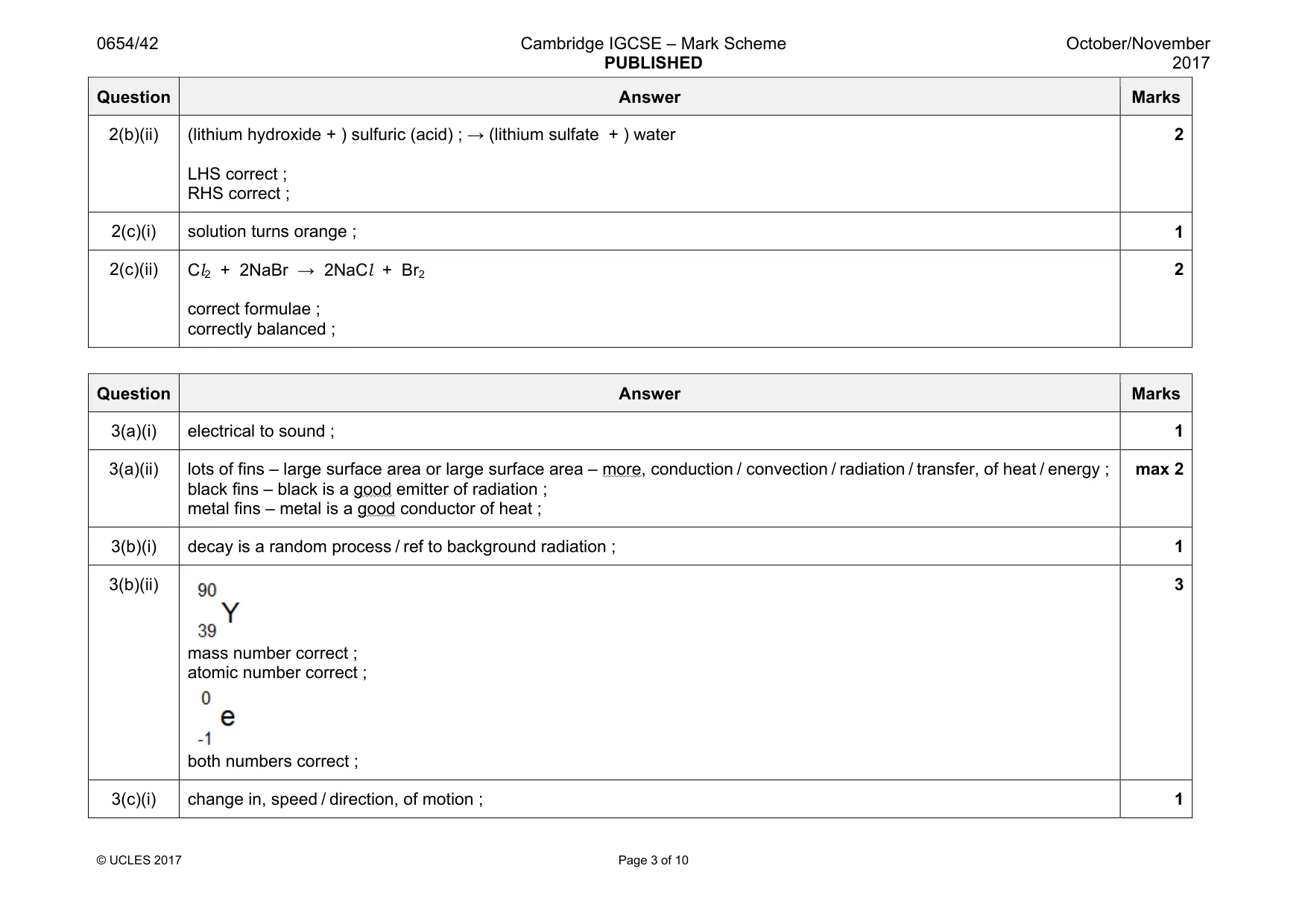 Mark scheme, page 3 of 10