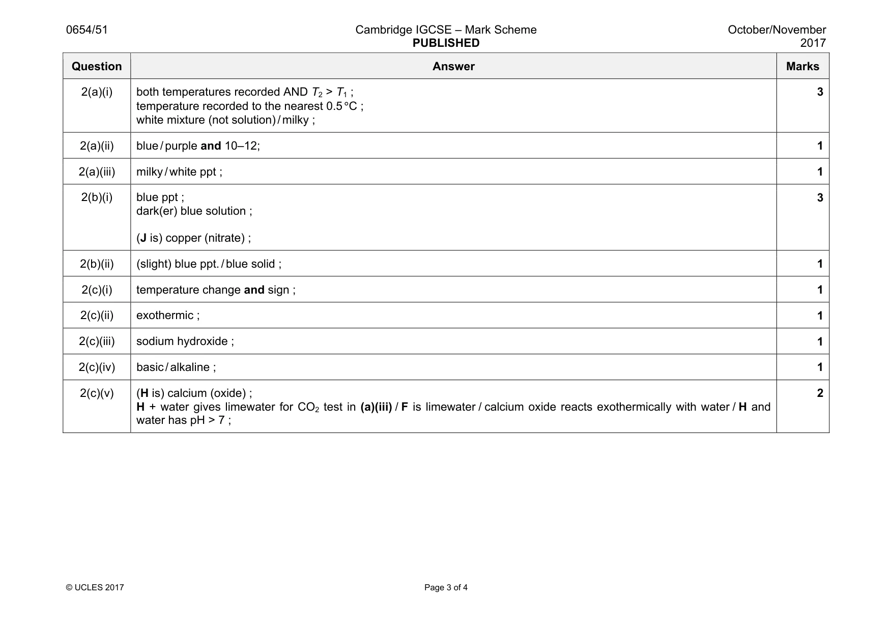 Mark scheme, page 3 of 4