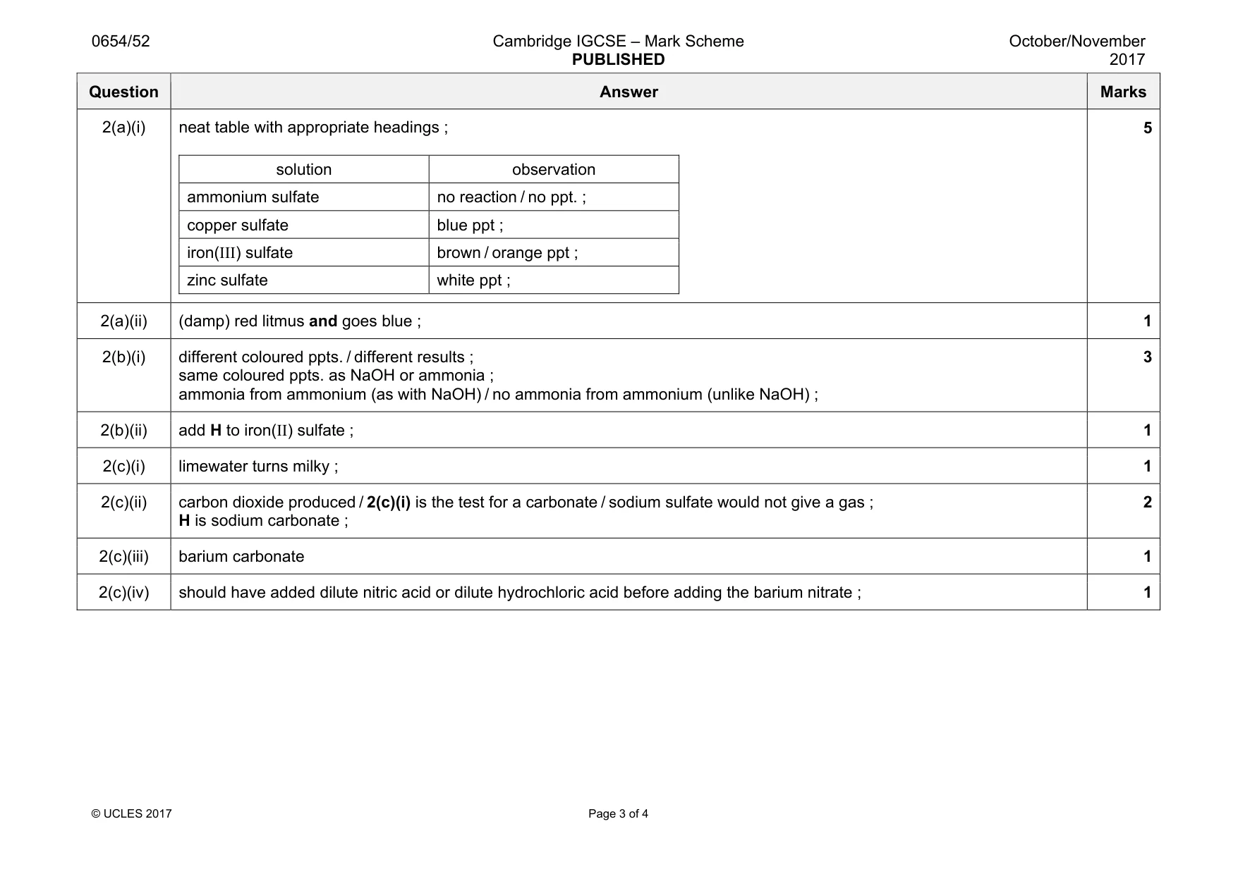 Mark scheme, page 3 of 4