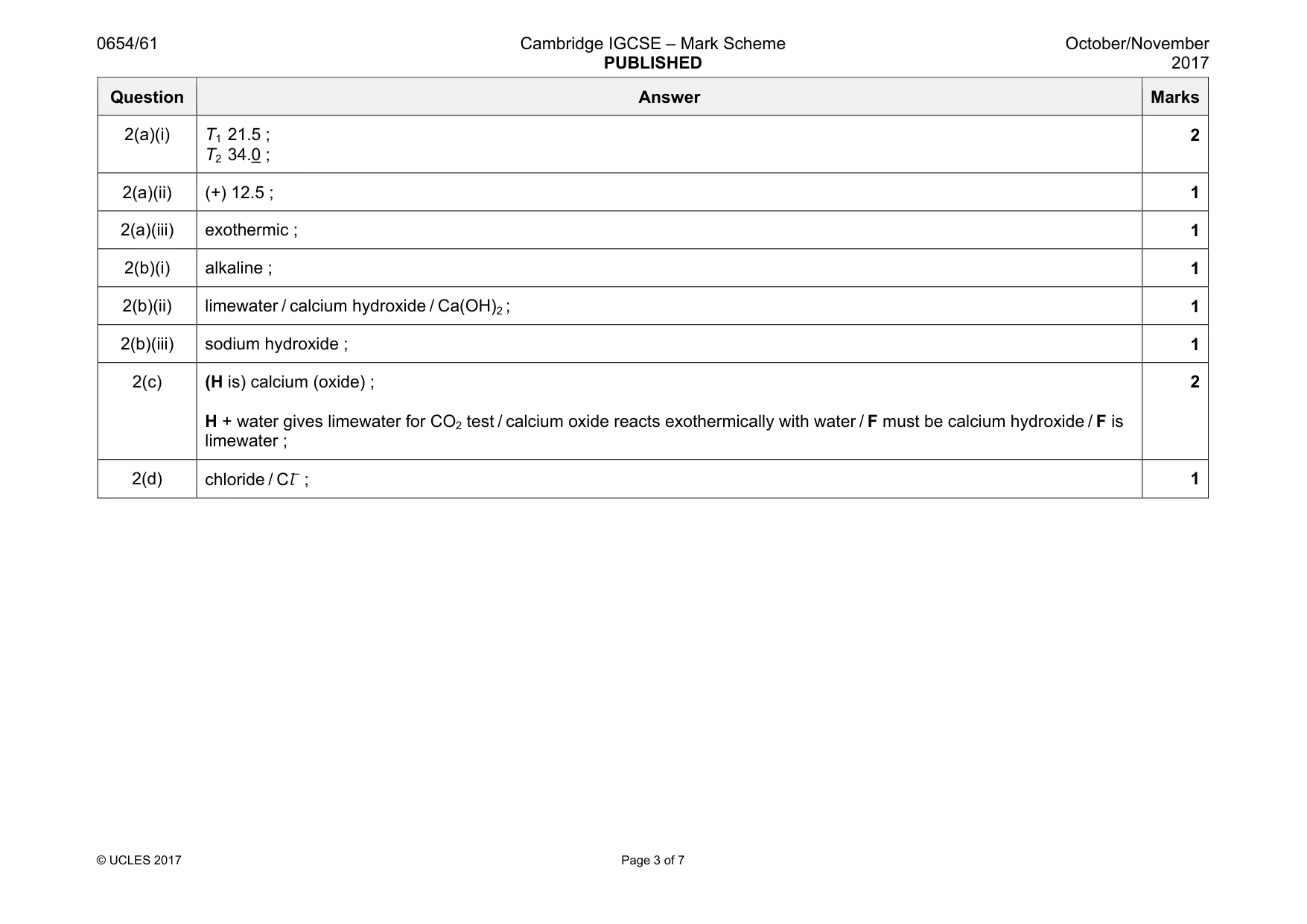 Mark scheme, page 3 of 7