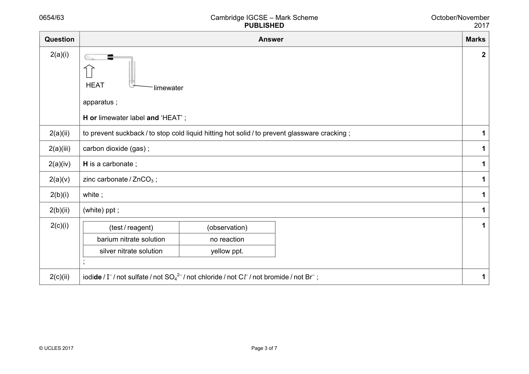 Mark scheme, page 3 of 7