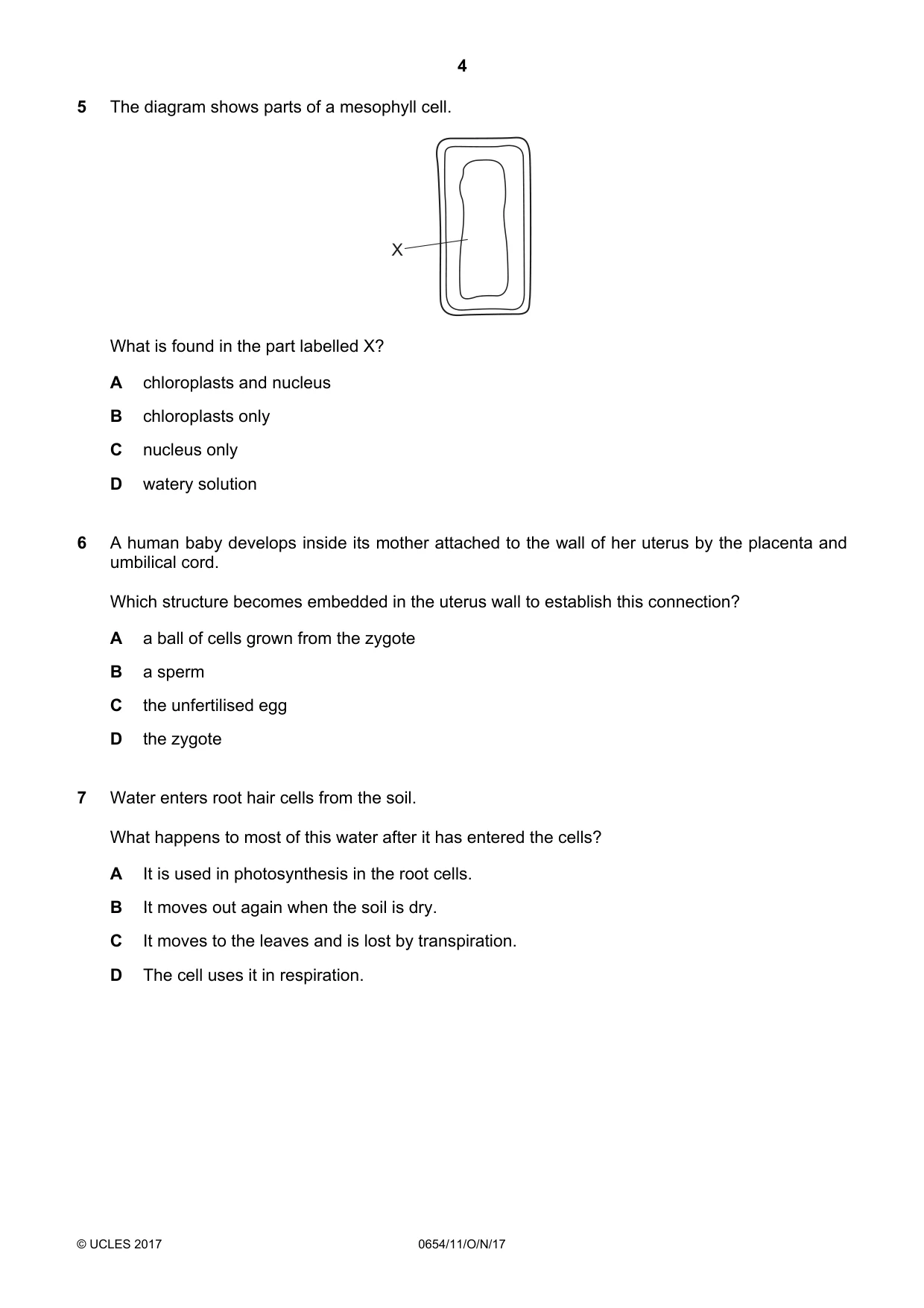 Cambridge IGCSE Sciences - Co-ordinated (Double) 0654 2017 Oct/Nov Paper 1 · Variant 1 question paper, page 4 of 16