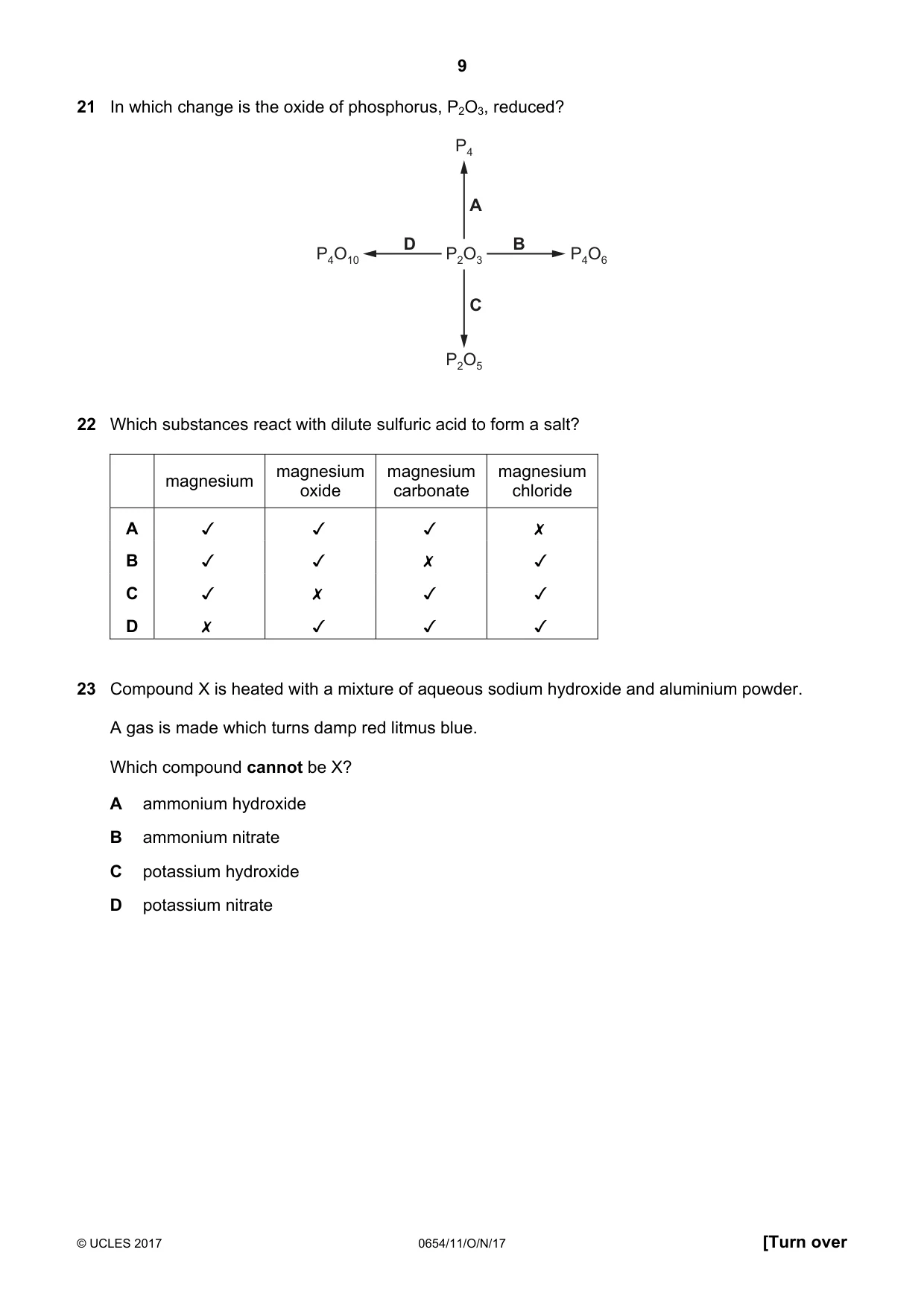 Cambridge IGCSE Sciences - Co-ordinated (Double) 0654 2017 Oct/Nov Paper 1 · Variant 1 question paper, page 9 of 16