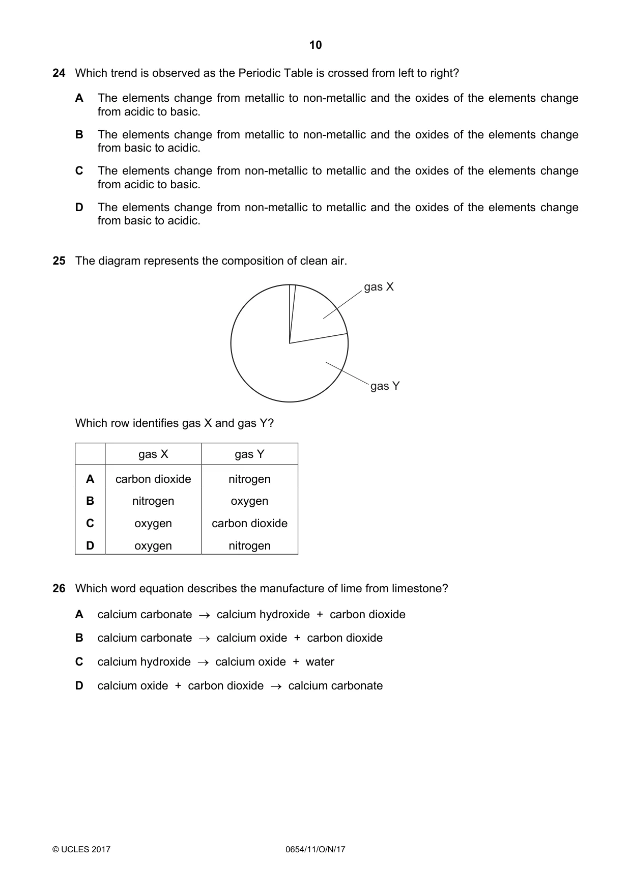 Cambridge IGCSE Sciences - Co-ordinated (Double) 0654 2017 Oct/Nov Paper 1 · Variant 1 question paper, page 10 of 16
