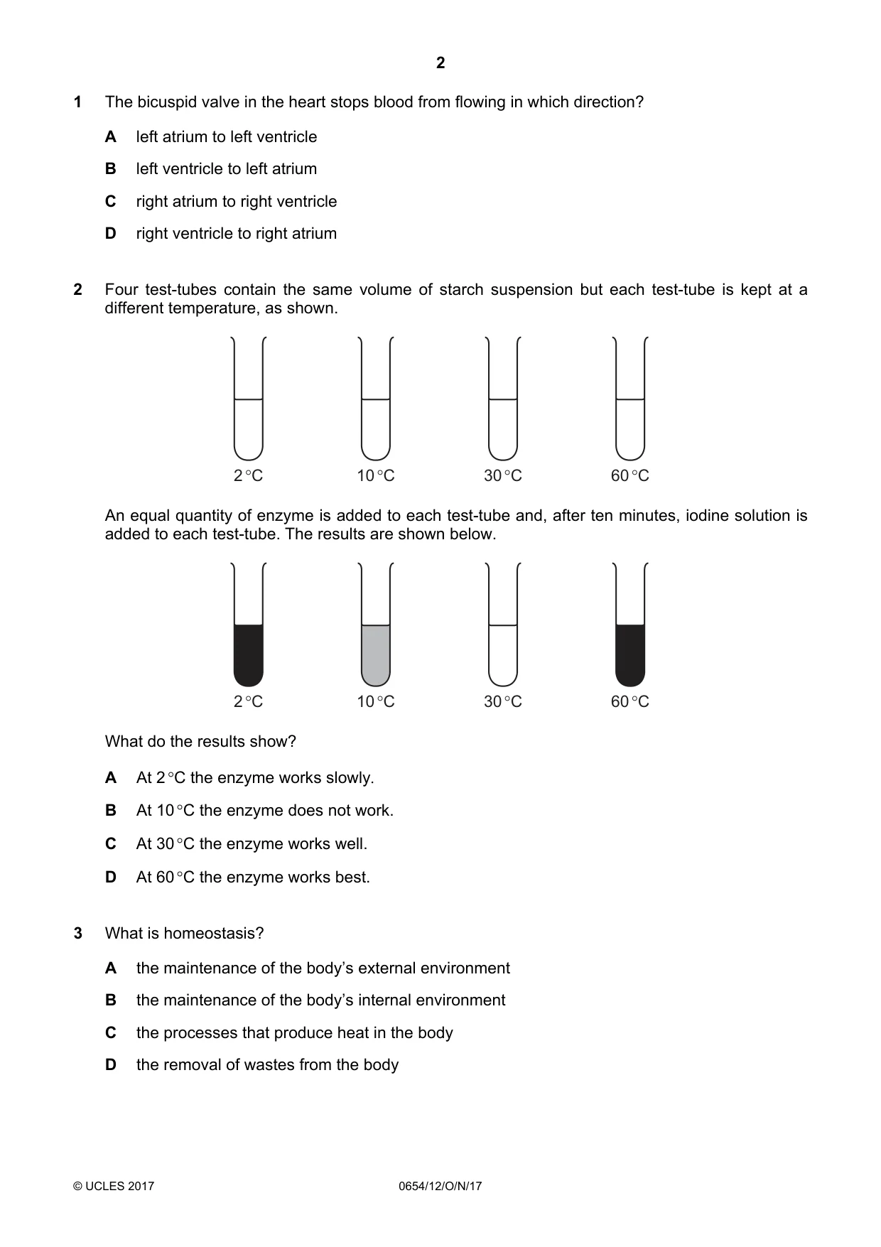 Cambridge IGCSE Sciences - Co-ordinated (Double) 0654 2017 Oct/Nov Paper 1 · Variant 2 question paper, page 2 of 20