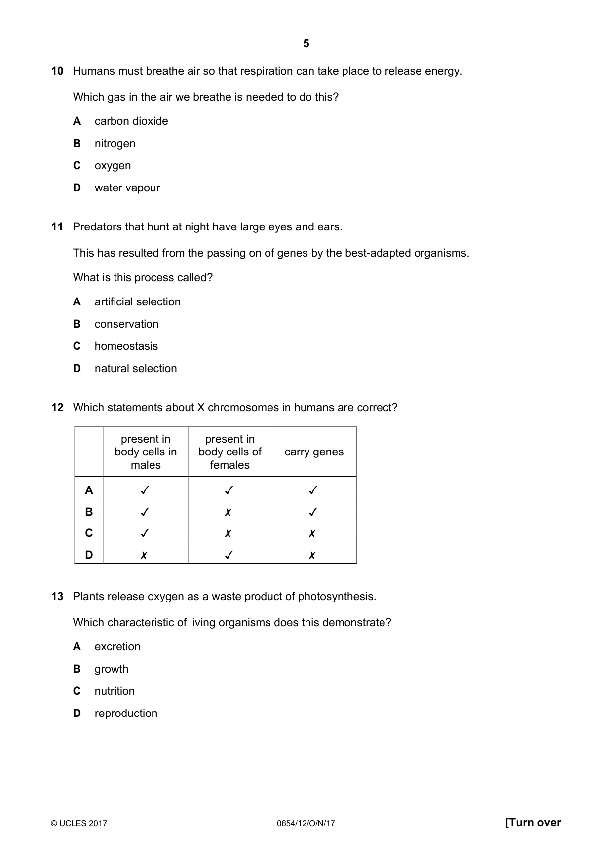 Cambridge IGCSE Sciences - Co-ordinated (Double) 0654 2017 Oct/Nov Paper 1 · Variant 2 question paper, page 5 of 20