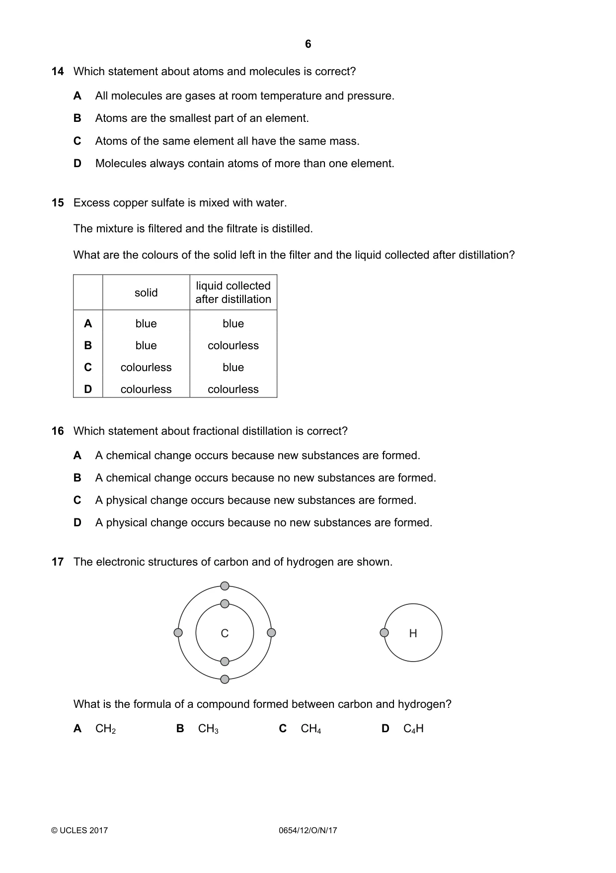 Cambridge IGCSE Sciences - Co-ordinated (Double) 0654 2017 Oct/Nov Paper 1 · Variant 2 question paper, page 6 of 20