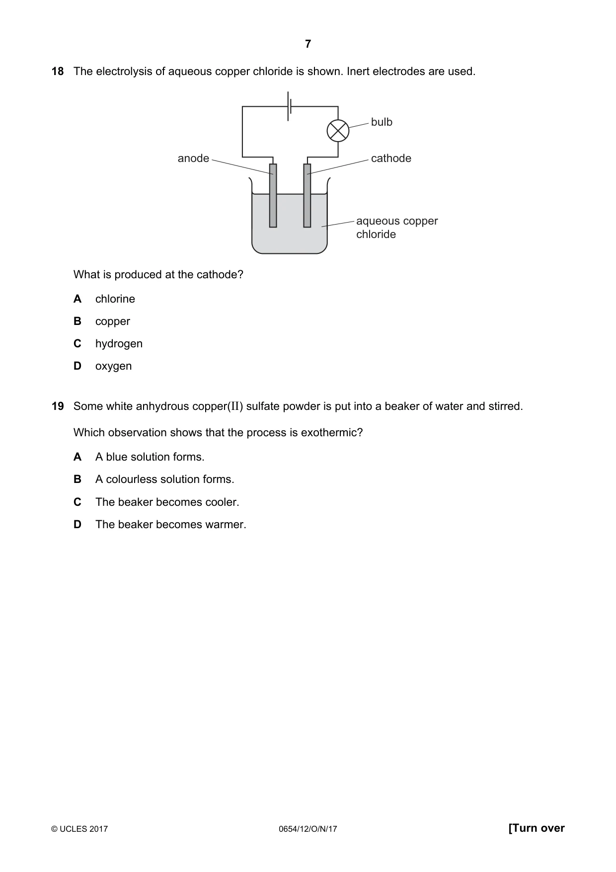 Cambridge IGCSE Sciences - Co-ordinated (Double) 0654 2017 Oct/Nov Paper 1 · Variant 2 question paper, page 7 of 20