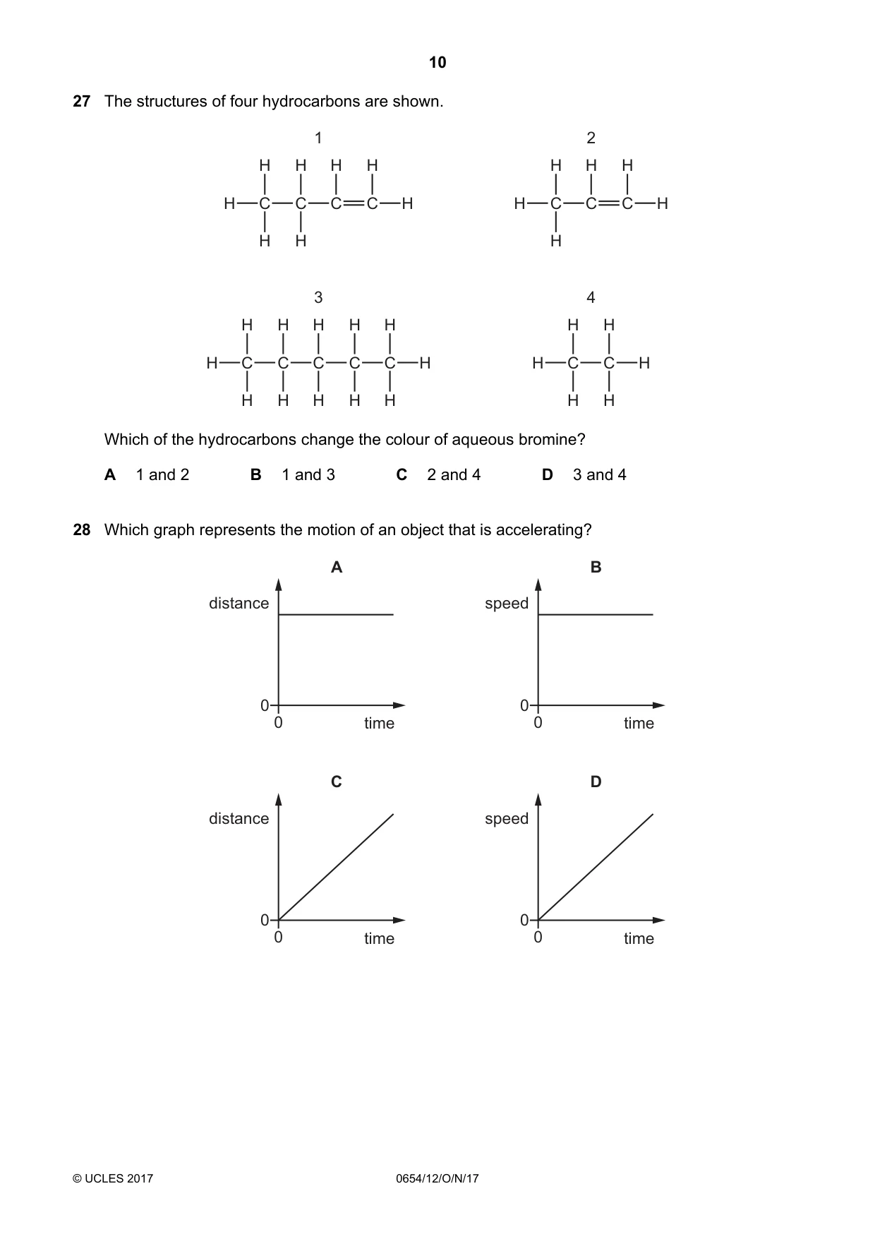 Cambridge IGCSE Sciences - Co-ordinated (Double) 0654 2017 Oct/Nov Paper 1 · Variant 2 question paper, page 10 of 20