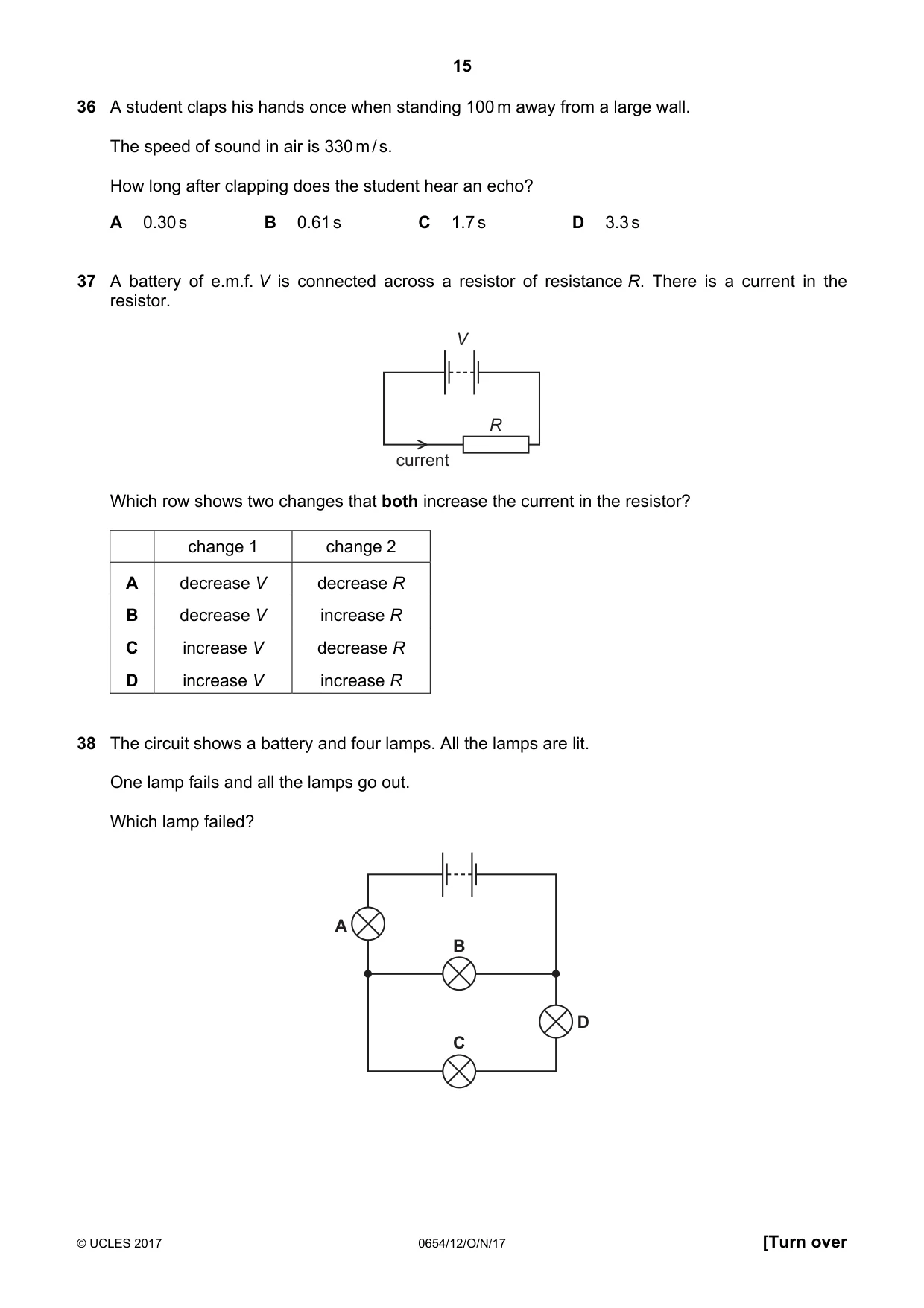 Cambridge IGCSE Sciences - Co-ordinated (Double) 0654 2017 Oct/Nov Paper 1 · Variant 2 question paper, page 15 of 20
