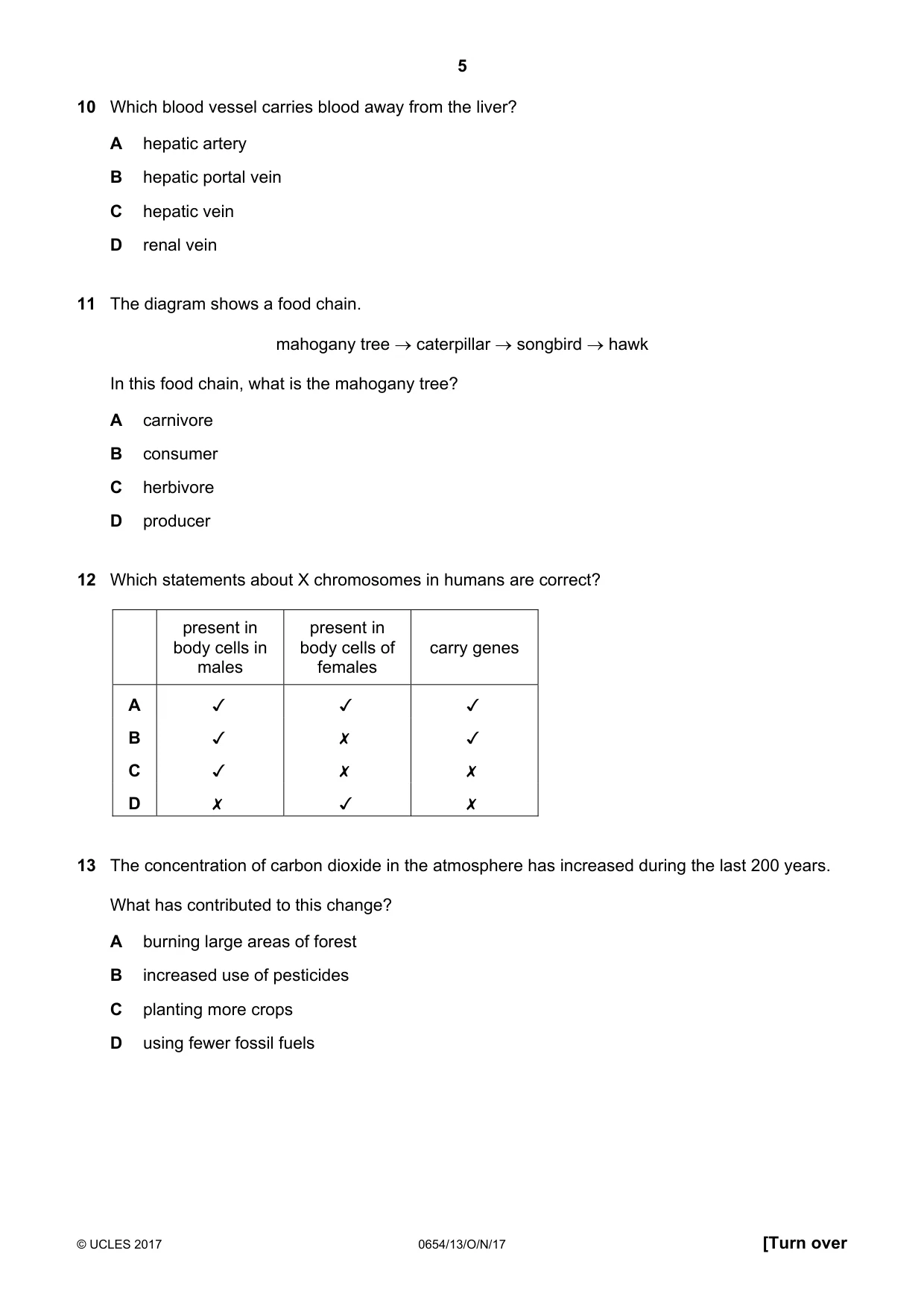 Cambridge IGCSE Sciences - Co-ordinated (Double) 0654 2017 Oct/Nov Paper 1 · Variant 3 question paper, page 5 of 16