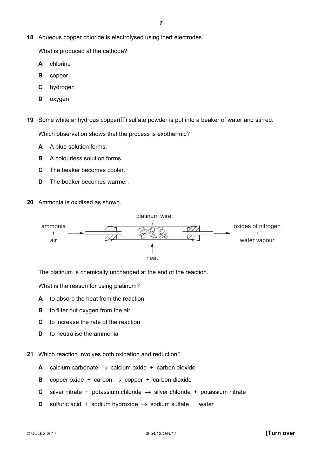Cambridge IGCSE Sciences - Co-ordinated (Double) 0654 2017 Oct/Nov Paper 1 · Variant 3 question paper, page 7 of 16