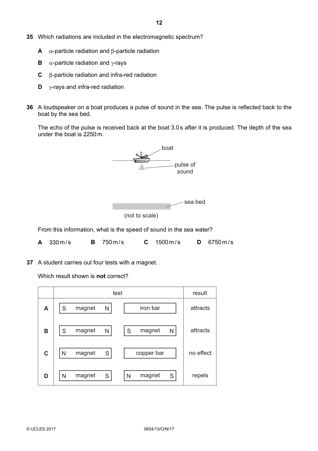 Cambridge IGCSE Sciences - Co-ordinated (Double) 0654 2017 Oct/Nov Paper 1 · Variant 3 question paper, page 12 of 16