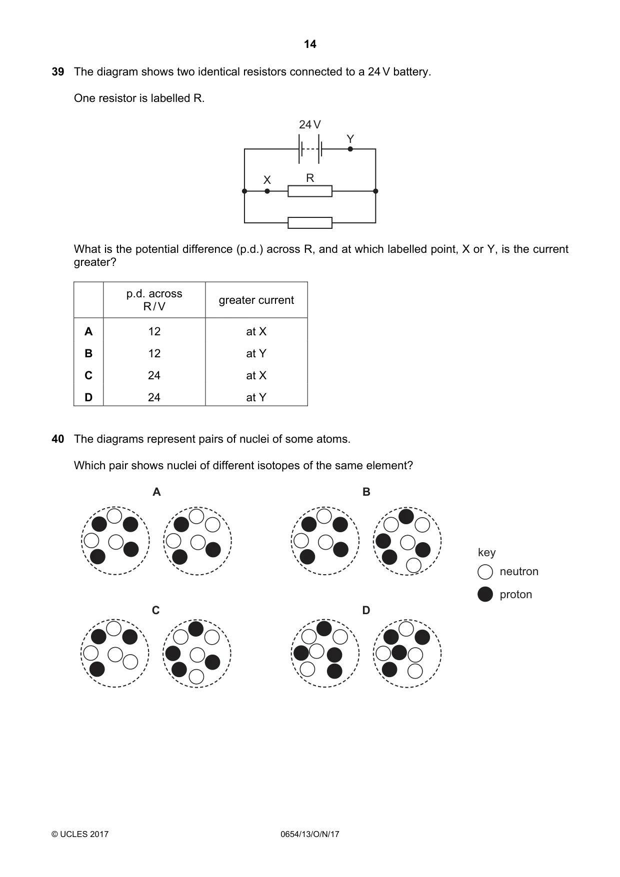 Cambridge IGCSE Sciences - Co-ordinated (Double) 0654 2017 Oct/Nov Paper 1 · Variant 3 question paper, page 14 of 16