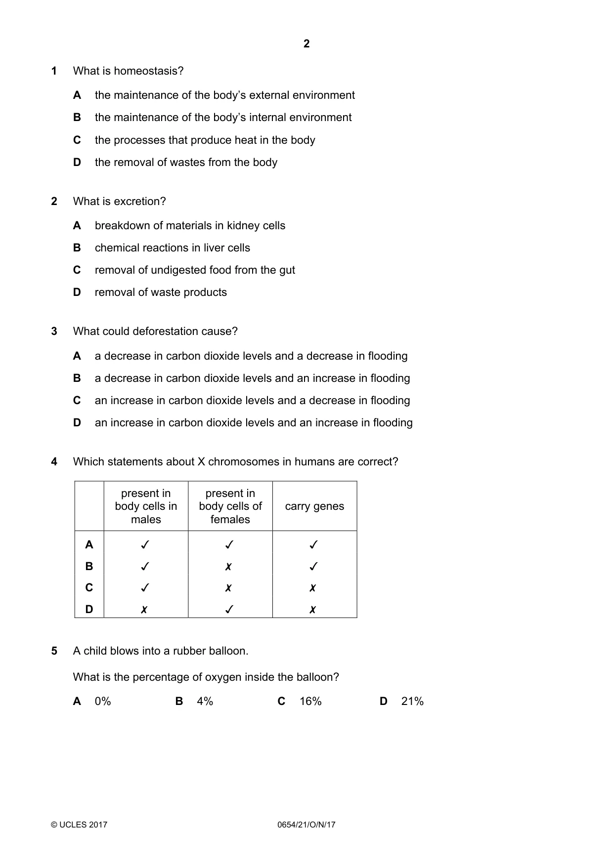 Cambridge IGCSE Sciences - Co-ordinated (Double) 0654 2017 Oct/Nov Paper 2 · Variant 1 question paper, page 2 of 16