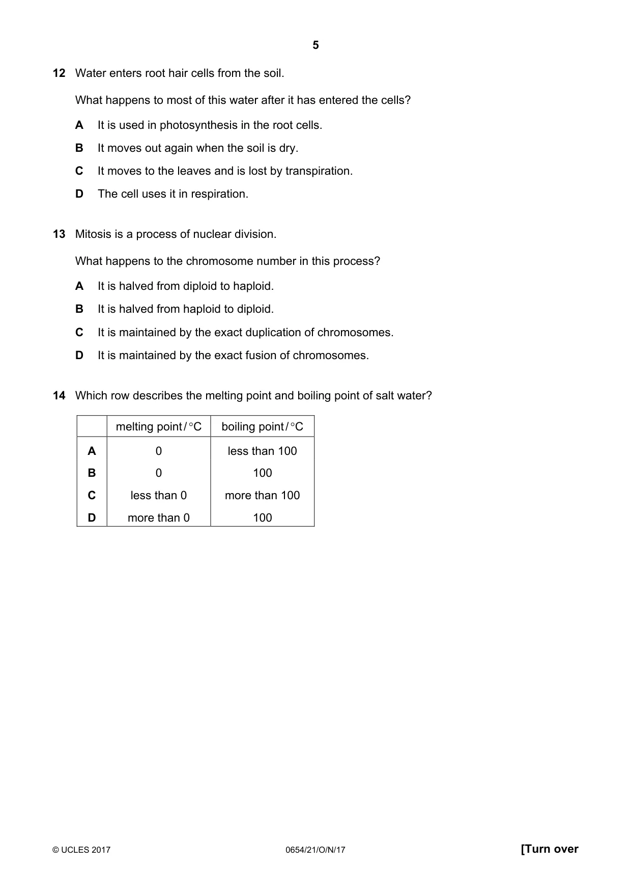 Cambridge IGCSE Sciences - Co-ordinated (Double) 0654 2017 Oct/Nov Paper 2 · Variant 1 question paper, page 5 of 16
