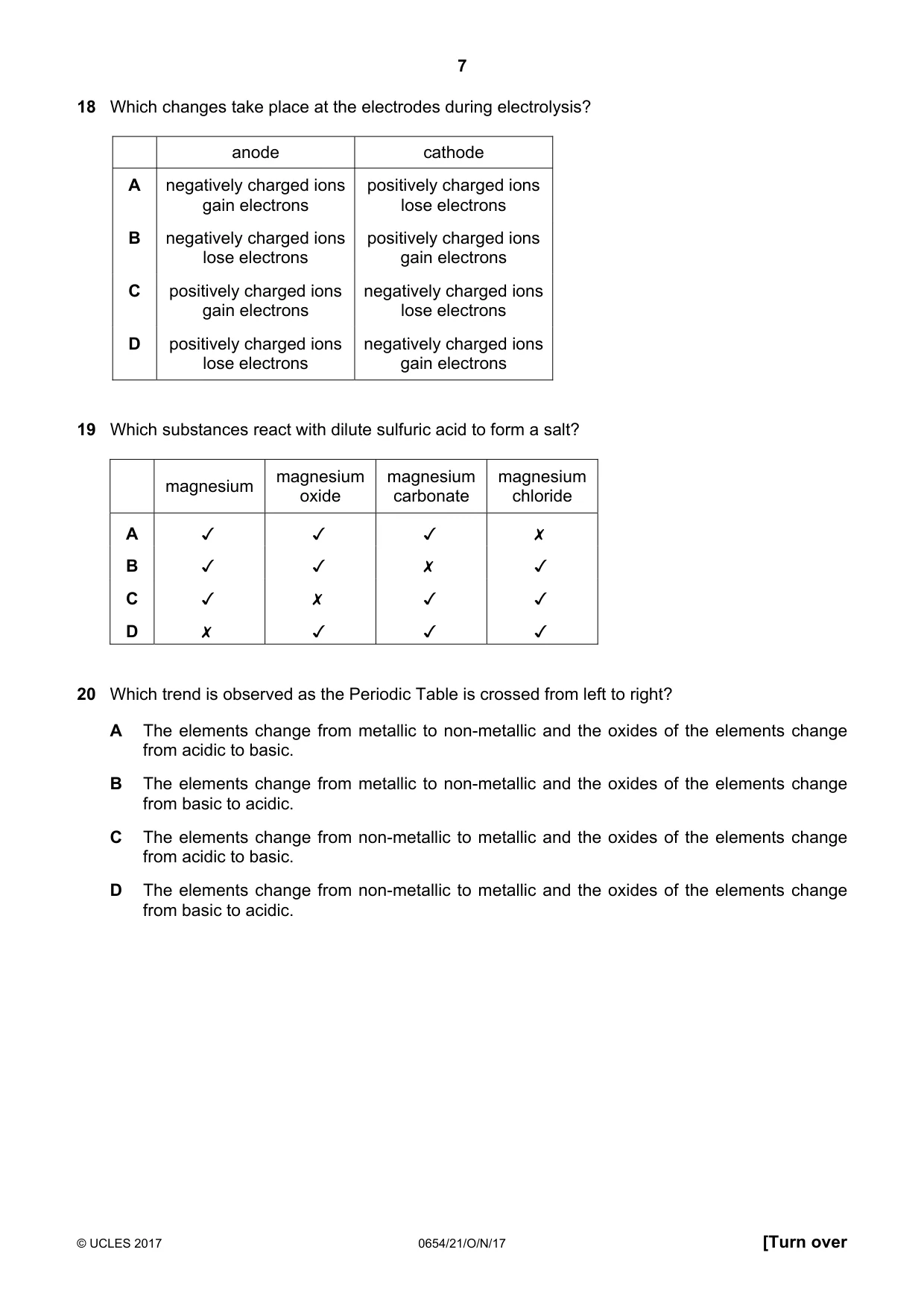Cambridge IGCSE Sciences - Co-ordinated (Double) 0654 2017 Oct/Nov Paper 2 · Variant 1 question paper, page 7 of 16