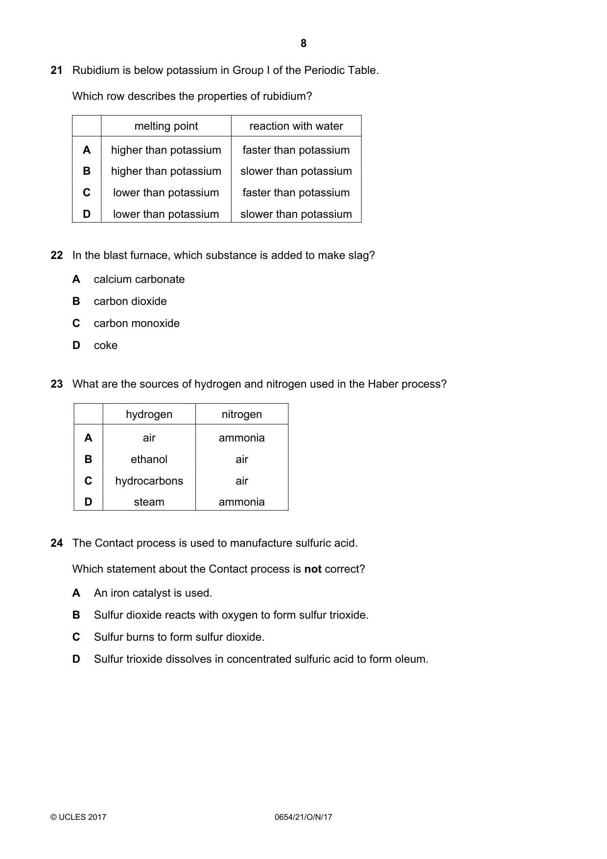 Cambridge IGCSE Sciences - Co-ordinated (Double) 0654 2017 Oct/Nov Paper 2 · Variant 1 question paper, page 8 of 16