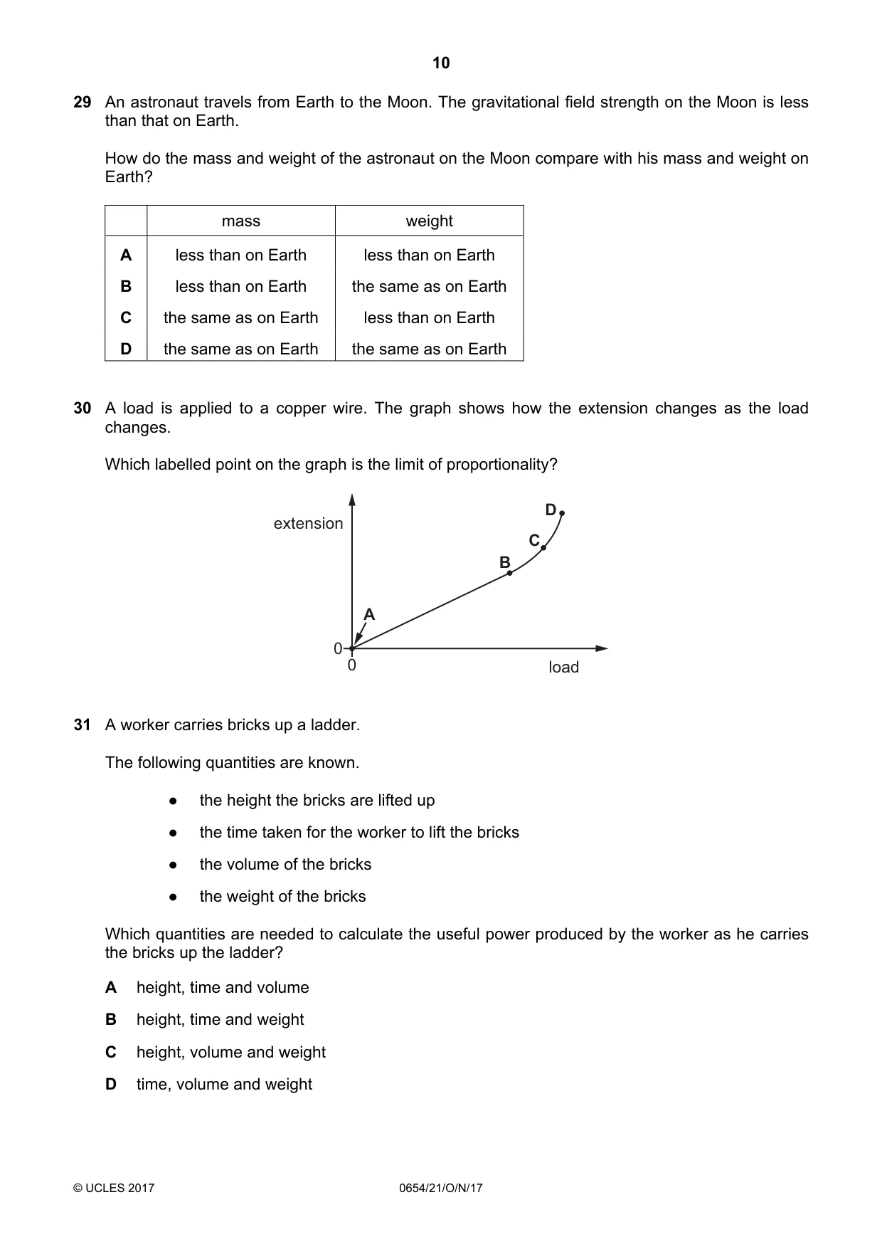 Cambridge IGCSE Sciences - Co-ordinated (Double) 0654 2017 Oct/Nov Paper 2 · Variant 1 question paper, page 10 of 16
