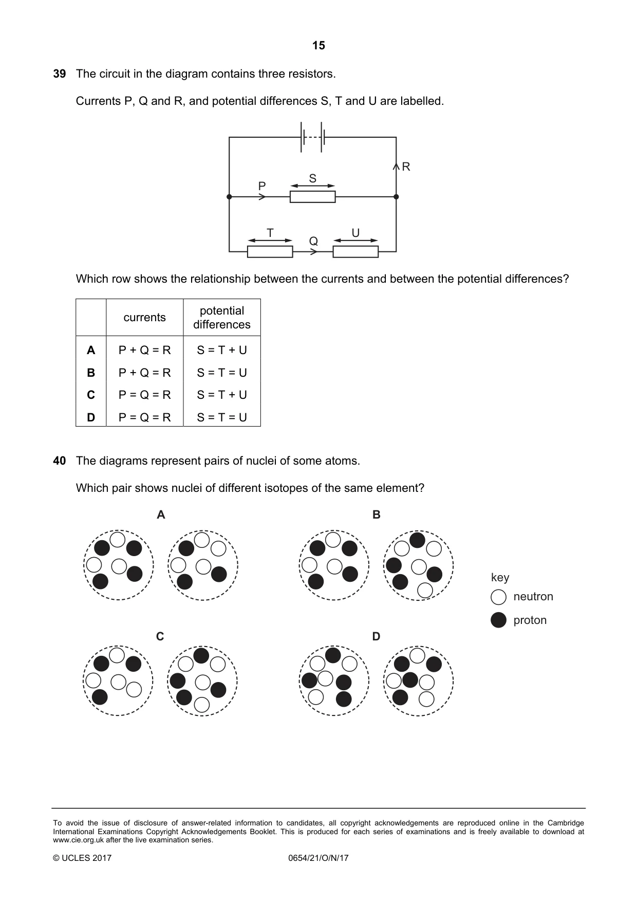 Cambridge IGCSE Sciences - Co-ordinated (Double) 0654 2017 Oct/Nov Paper 2 · Variant 1 question paper, page 15 of 16