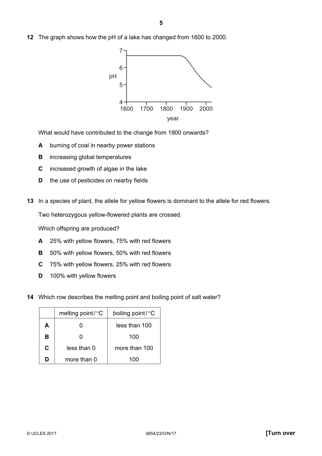 Cambridge IGCSE Sciences - Co-ordinated (Double) 0654 2017 Oct/Nov Paper 2 · Variant 3 question paper, page 5 of 20