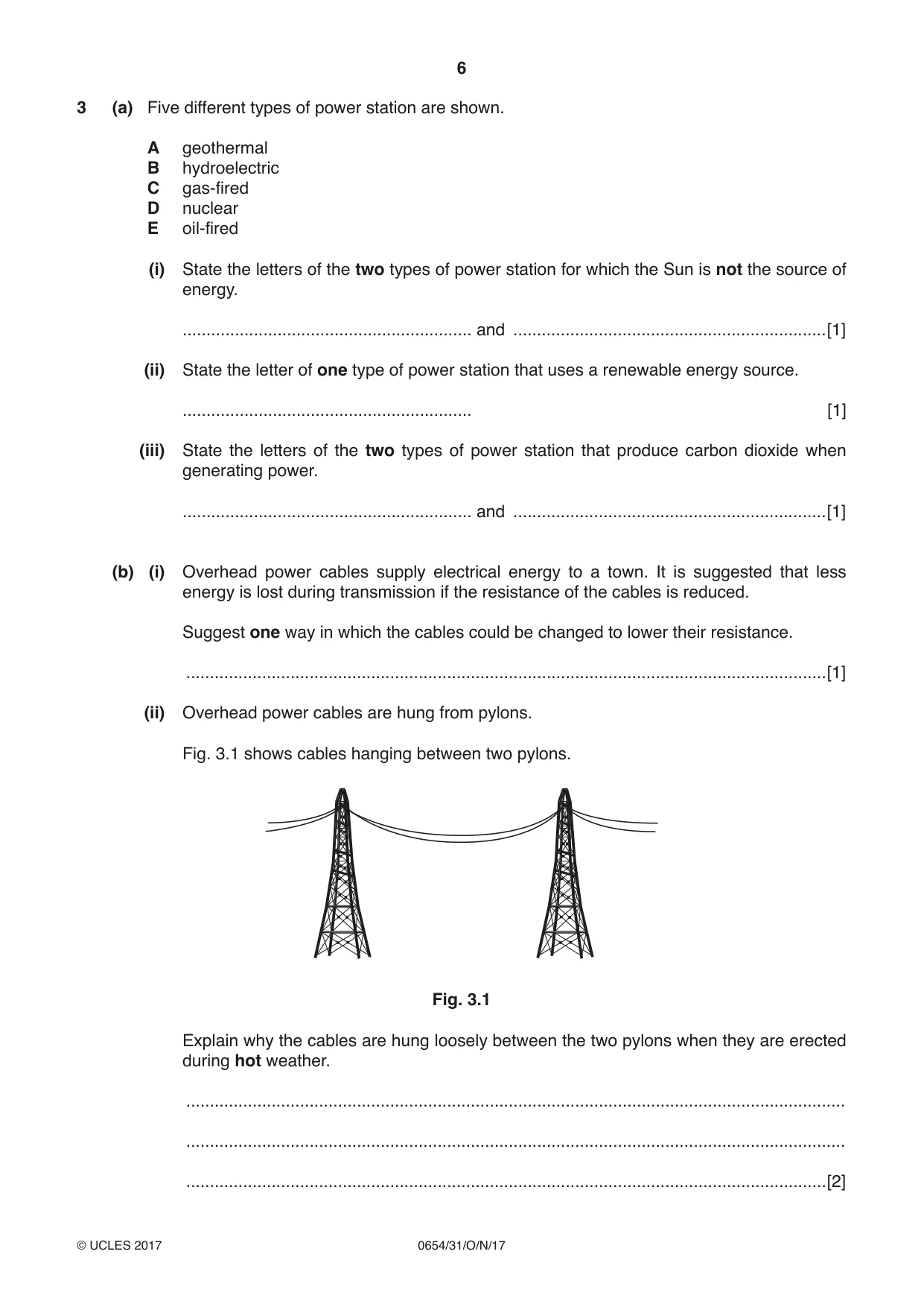 Cambridge IGCSE Sciences - Co-ordinated (Double) 0654 2017 Oct/Nov Paper 3 · Variant 1 question paper, page 6 of 28
