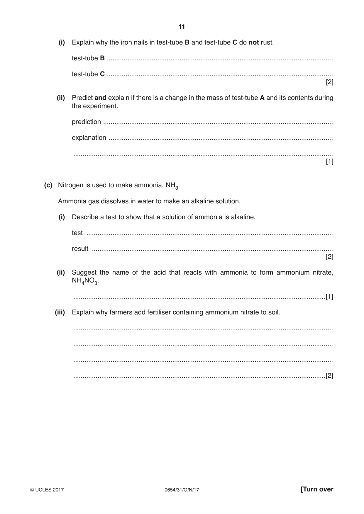Cambridge IGCSE Sciences - Co-ordinated (Double) 0654 2017 Oct/Nov Paper 3 · Variant 1 question paper, page 11 of 28