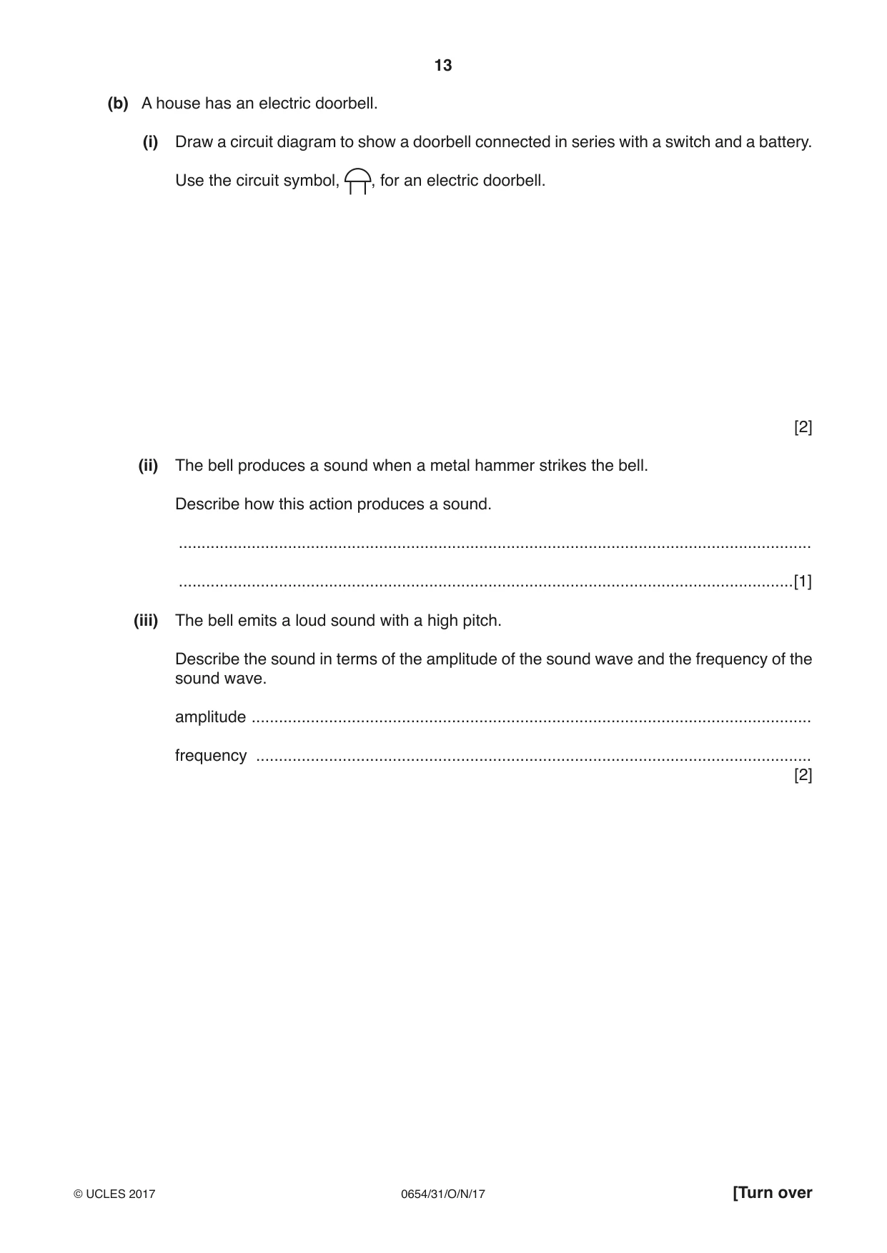 Cambridge IGCSE Sciences - Co-ordinated (Double) 0654 2017 Oct/Nov Paper 3 · Variant 1 question paper, page 13 of 28