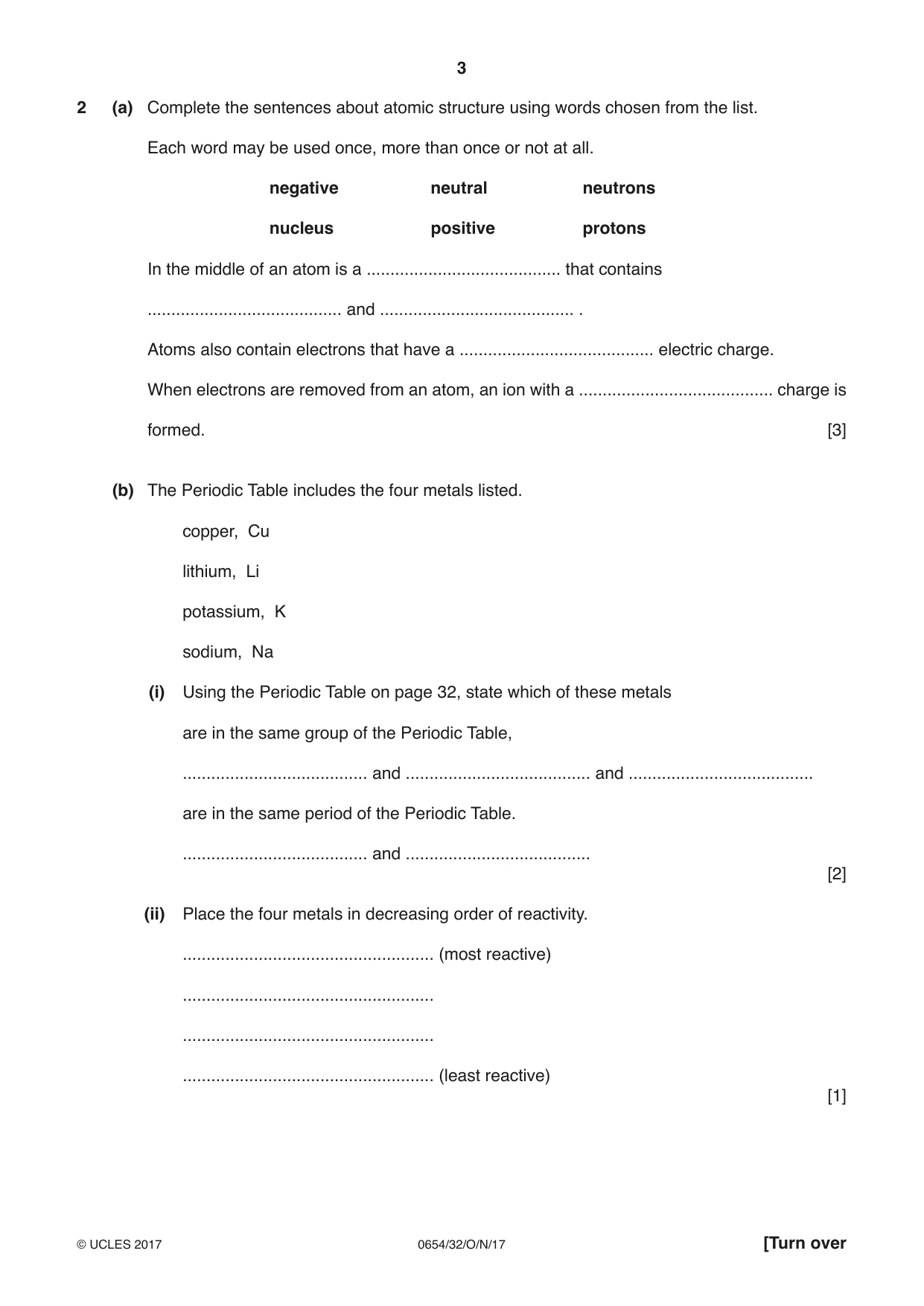Cambridge IGCSE Sciences - Co-ordinated (Double) 0654 2017 Oct/Nov Paper 3 · Variant 2 question paper, page 3 of 32
