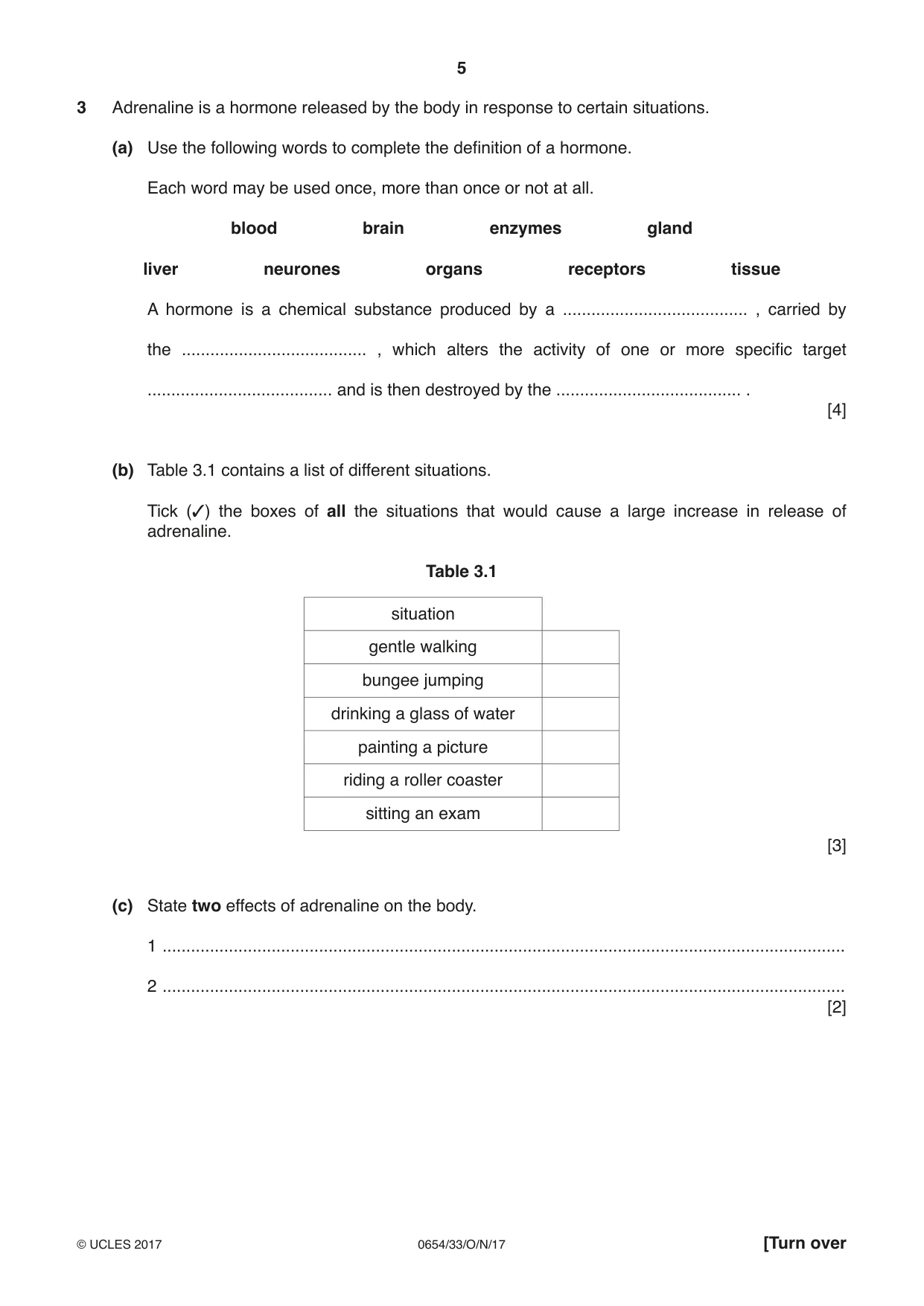 Cambridge IGCSE Sciences - Co-ordinated (Double) 0654 2017 Oct/Nov Paper 3 · Variant 3 question paper, page 5 of 28