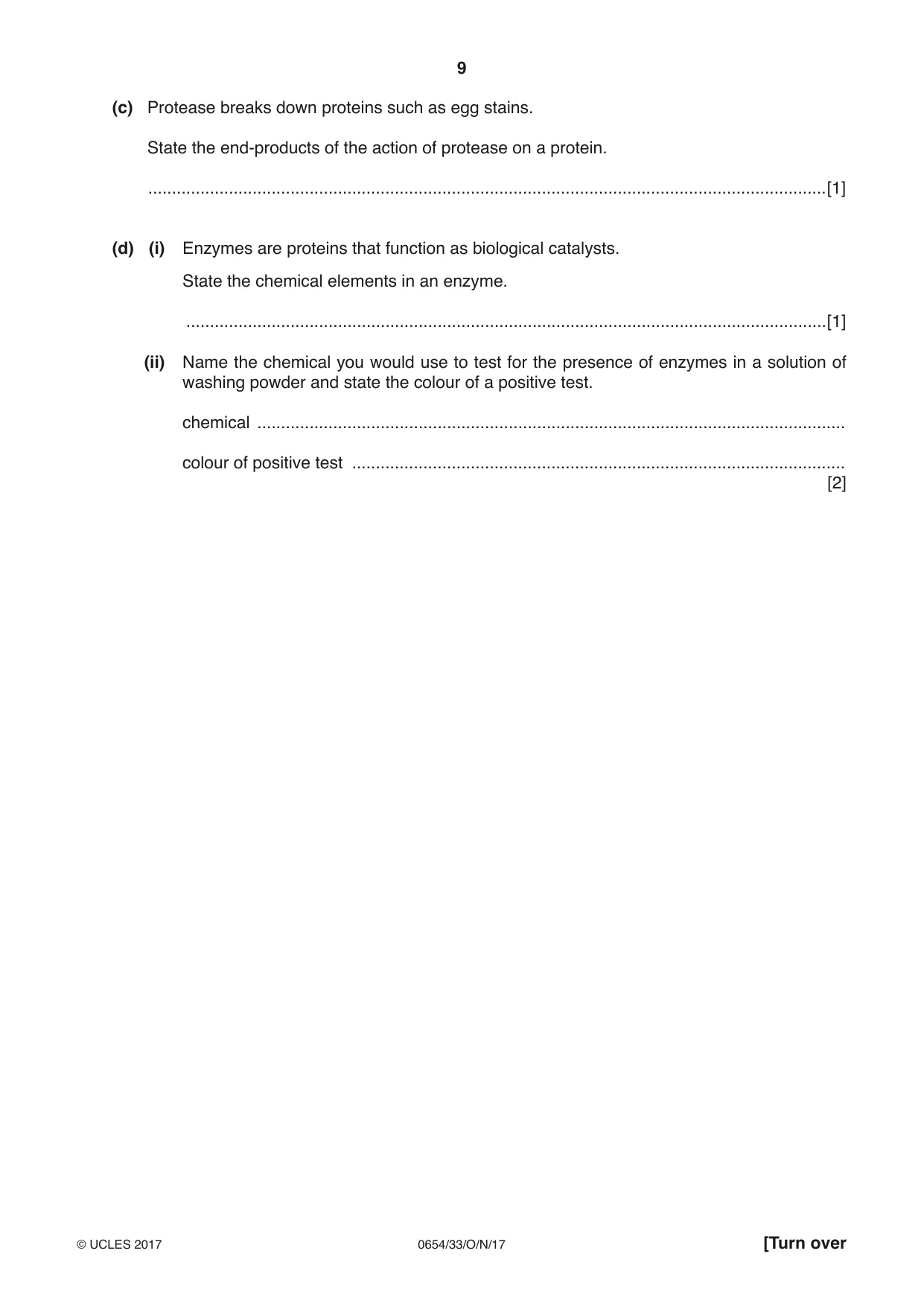 Cambridge IGCSE Sciences - Co-ordinated (Double) 0654 2017 Oct/Nov Paper 3 · Variant 3 question paper, page 9 of 28