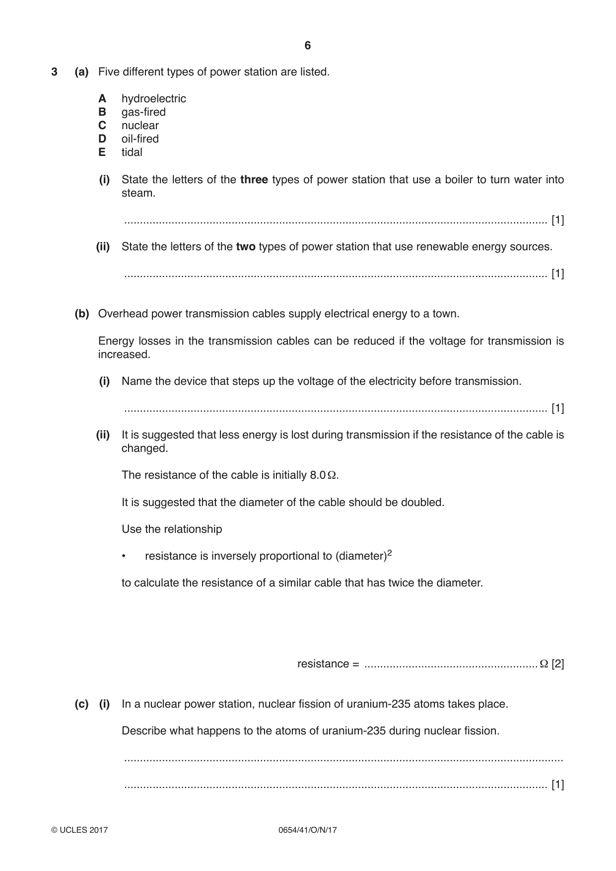 Cambridge IGCSE Sciences - Co-ordinated (Double) 0654 2017 Oct/Nov Paper 4 · Variant 1 question paper, page 6 of 32