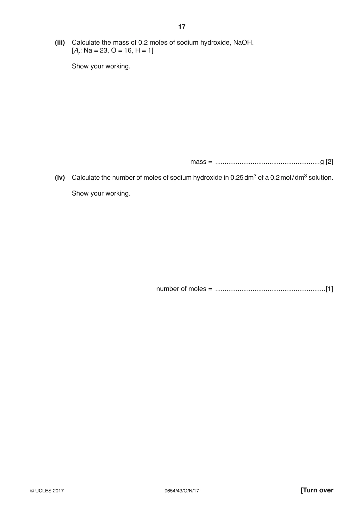 Cambridge IGCSE Sciences - Co-ordinated (Double) 0654 2017 Oct/Nov Paper 4 · Variant 3 question paper, page 17 of 32