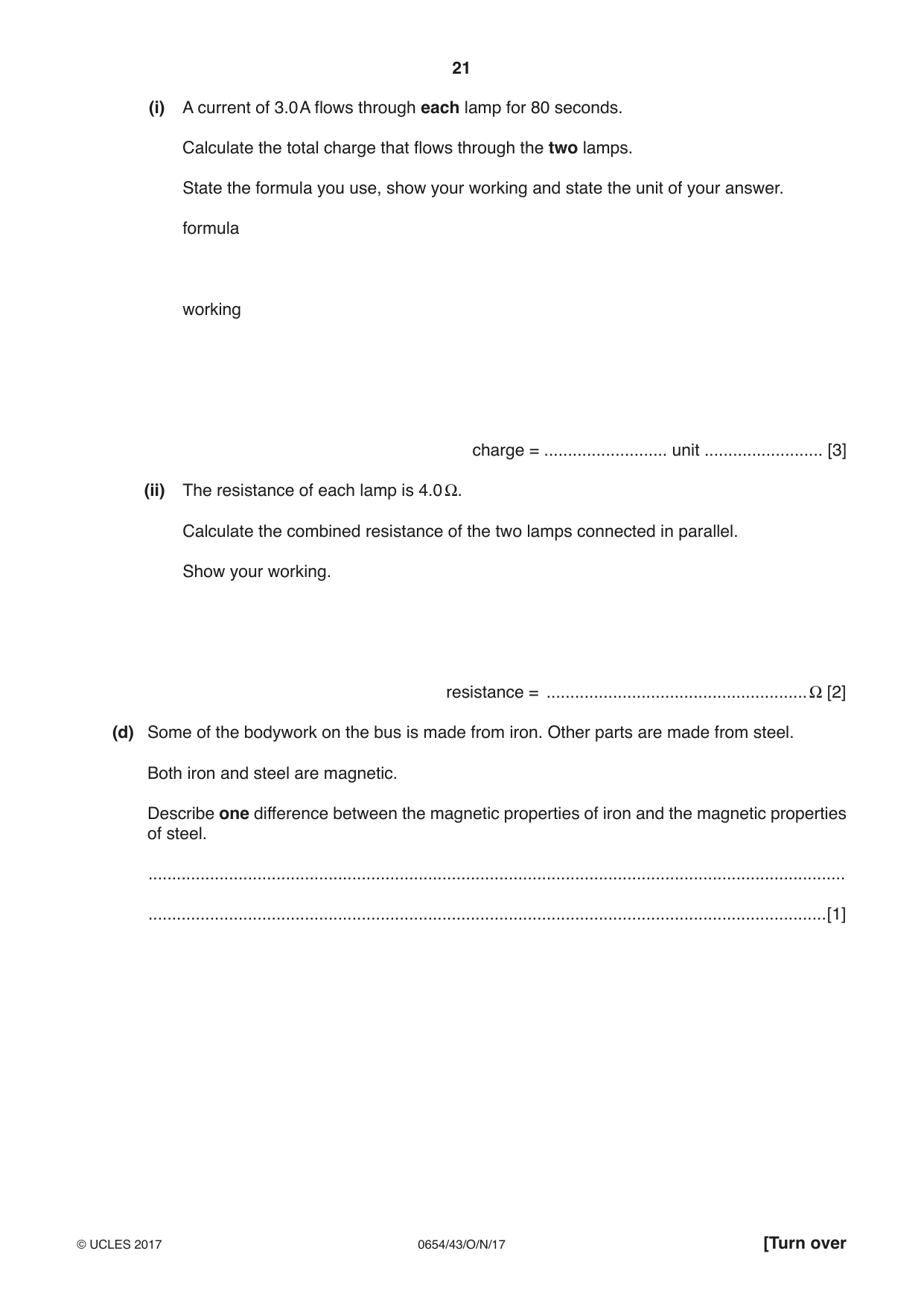Cambridge IGCSE Sciences - Co-ordinated (Double) 0654 2017 Oct/Nov Paper 4 · Variant 3 question paper, page 21 of 32