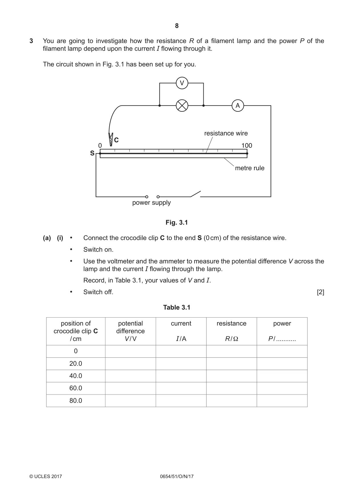 Cambridge IGCSE Sciences - Co-ordinated (Double) 0654 2017 Oct/Nov Paper 5 · Variant 1 question paper, page 8 of 12