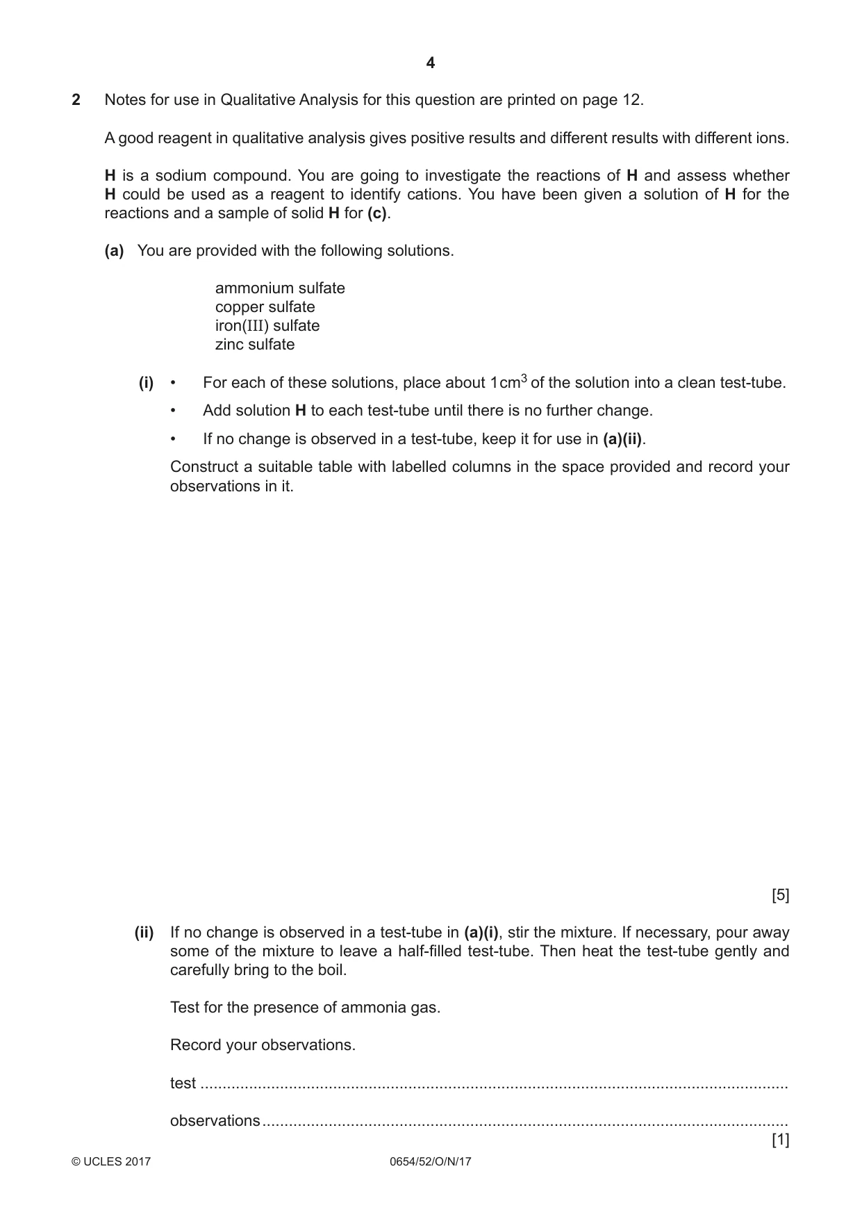 Cambridge IGCSE Sciences - Co-ordinated (Double) 0654 2017 Oct/Nov Paper 5 · Variant 2 question paper, page 4 of 12