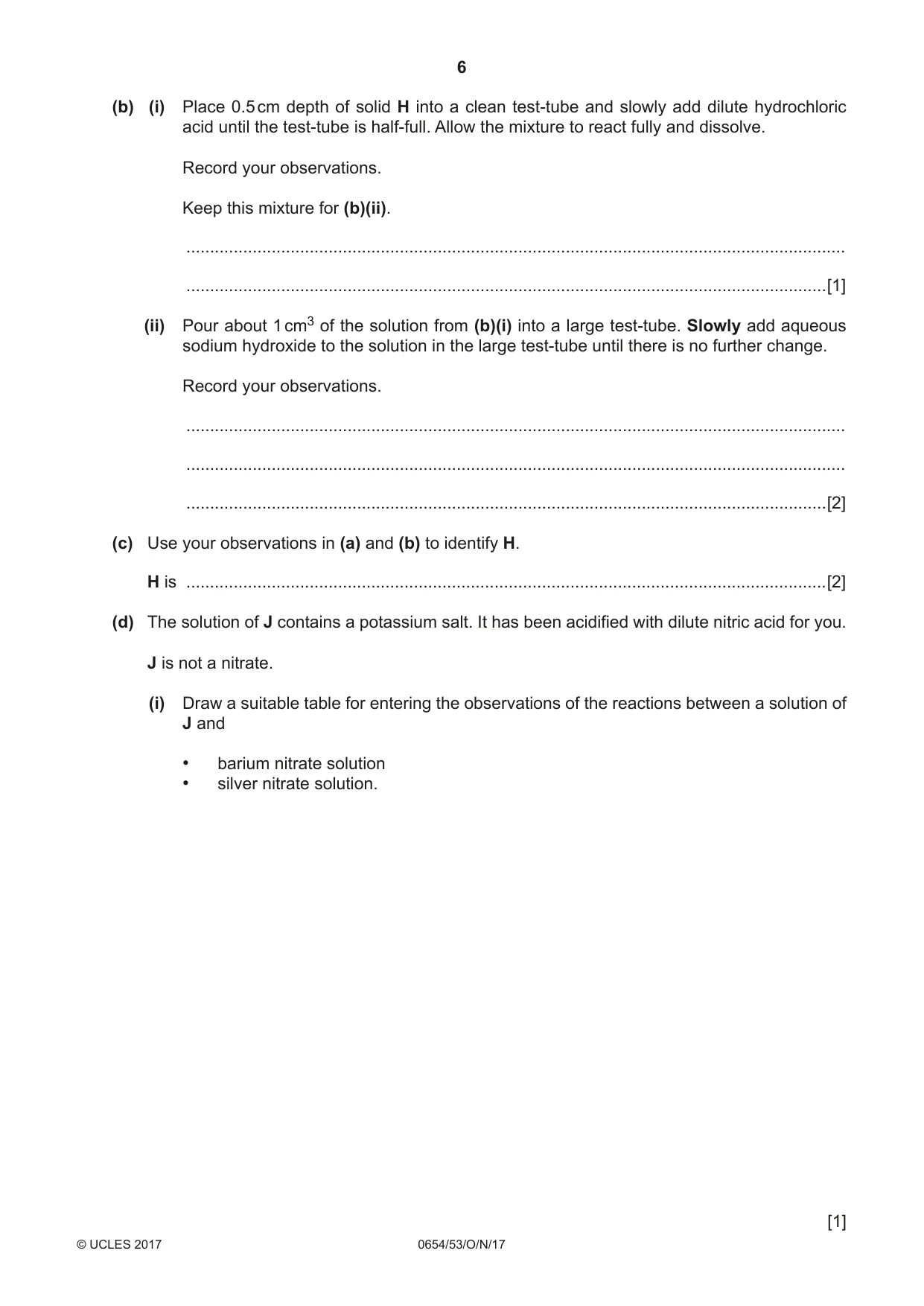 Cambridge IGCSE Sciences - Co-ordinated (Double) 0654 2017 Oct/Nov Paper 5 · Variant 3 question paper, page 6 of 12