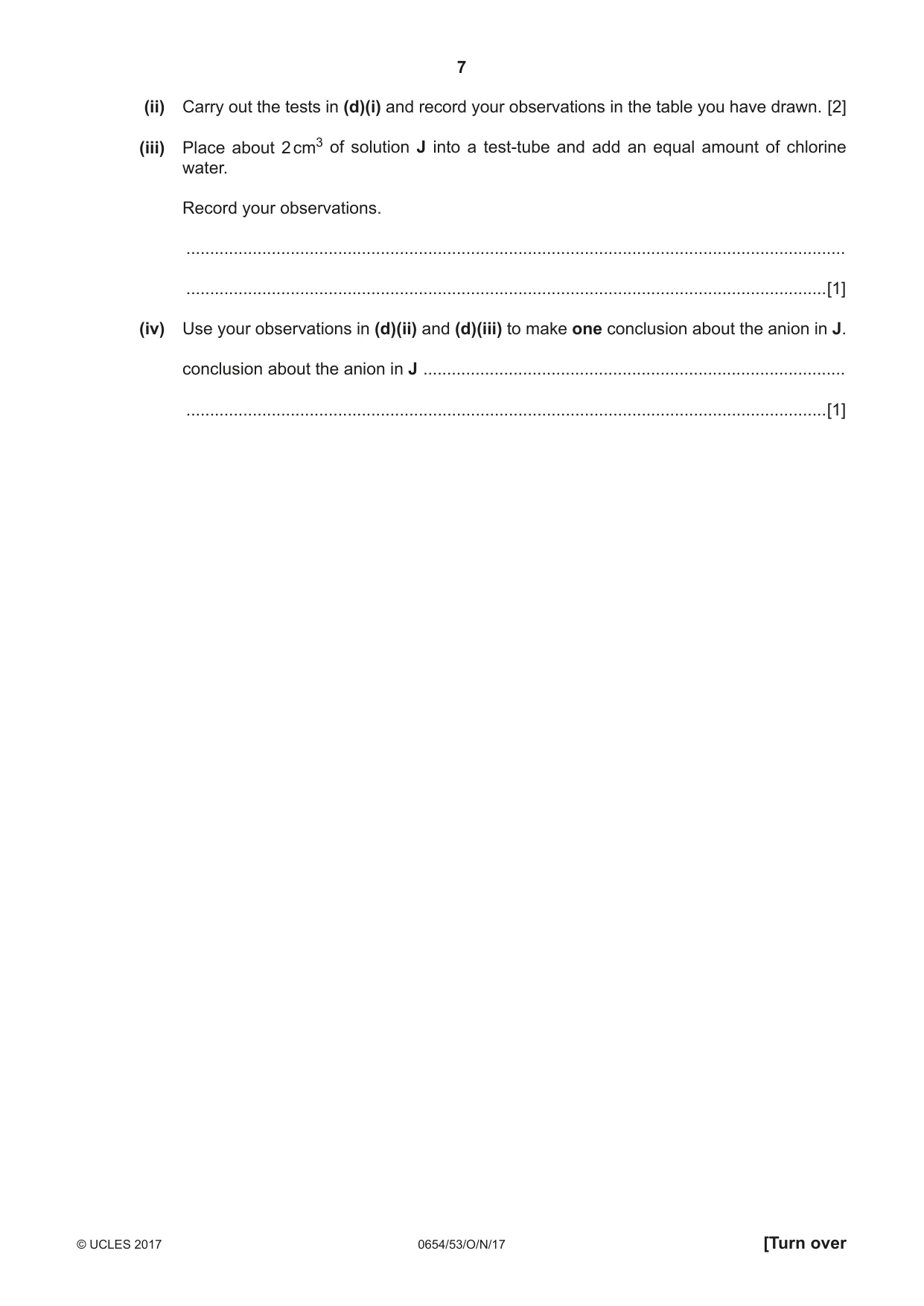 Cambridge IGCSE Sciences - Co-ordinated (Double) 0654 2017 Oct/Nov Paper 5 · Variant 3 question paper, page 7 of 12