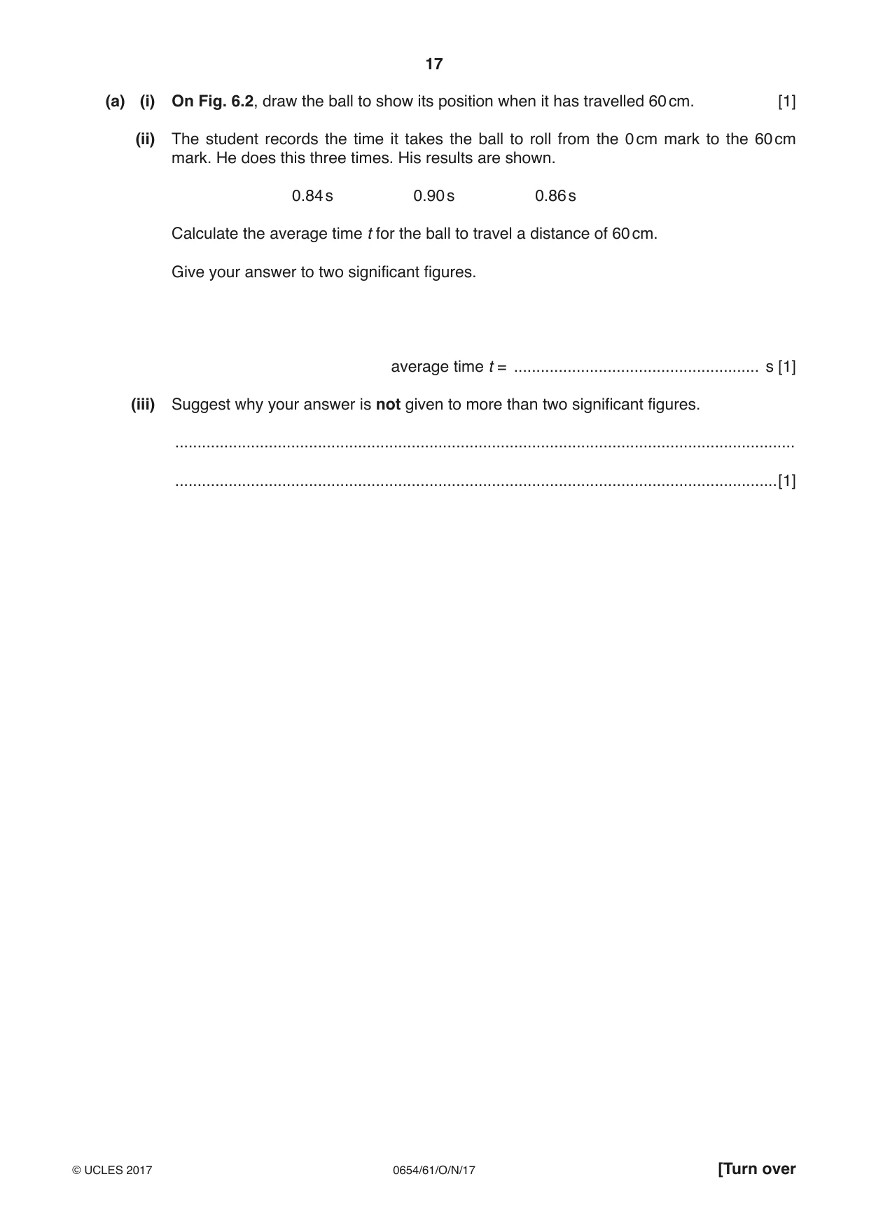 Cambridge IGCSE Sciences - Co-ordinated (Double) 0654 2017 Oct/Nov Paper 6 · Variant 1 question paper, page 17 of 20