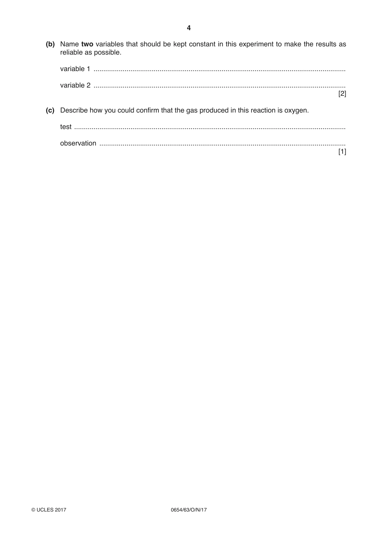 Cambridge IGCSE Sciences - Co-ordinated (Double) 0654 2017 Oct/Nov Paper 6 · Variant 3 question paper, page 4 of 20