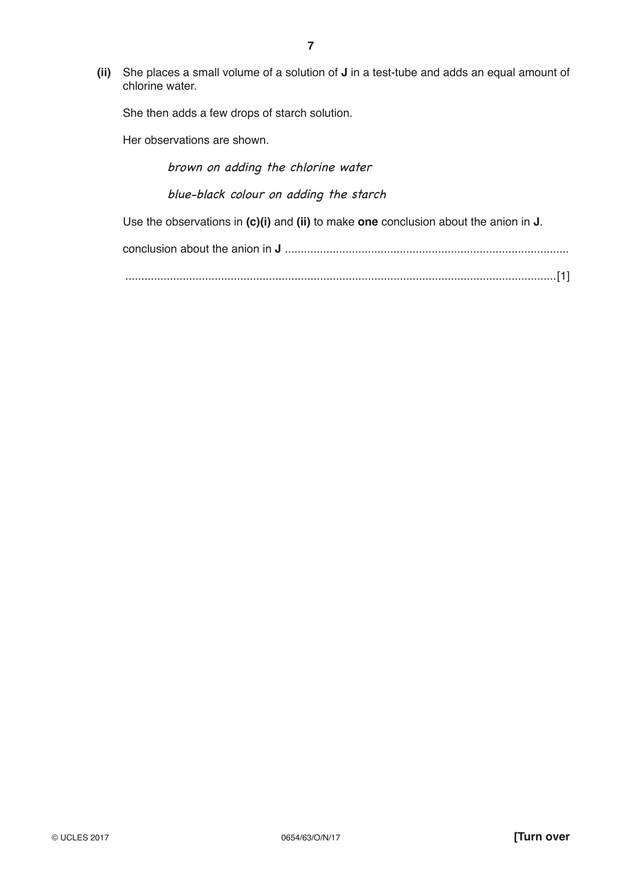 Cambridge IGCSE Sciences - Co-ordinated (Double) 0654 2017 Oct/Nov Paper 6 · Variant 3 question paper, page 7 of 20