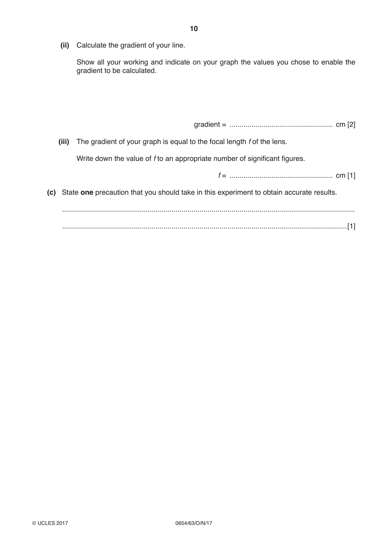 Cambridge IGCSE Sciences - Co-ordinated (Double) 0654 2017 Oct/Nov Paper 6 · Variant 3 question paper, page 10 of 20
