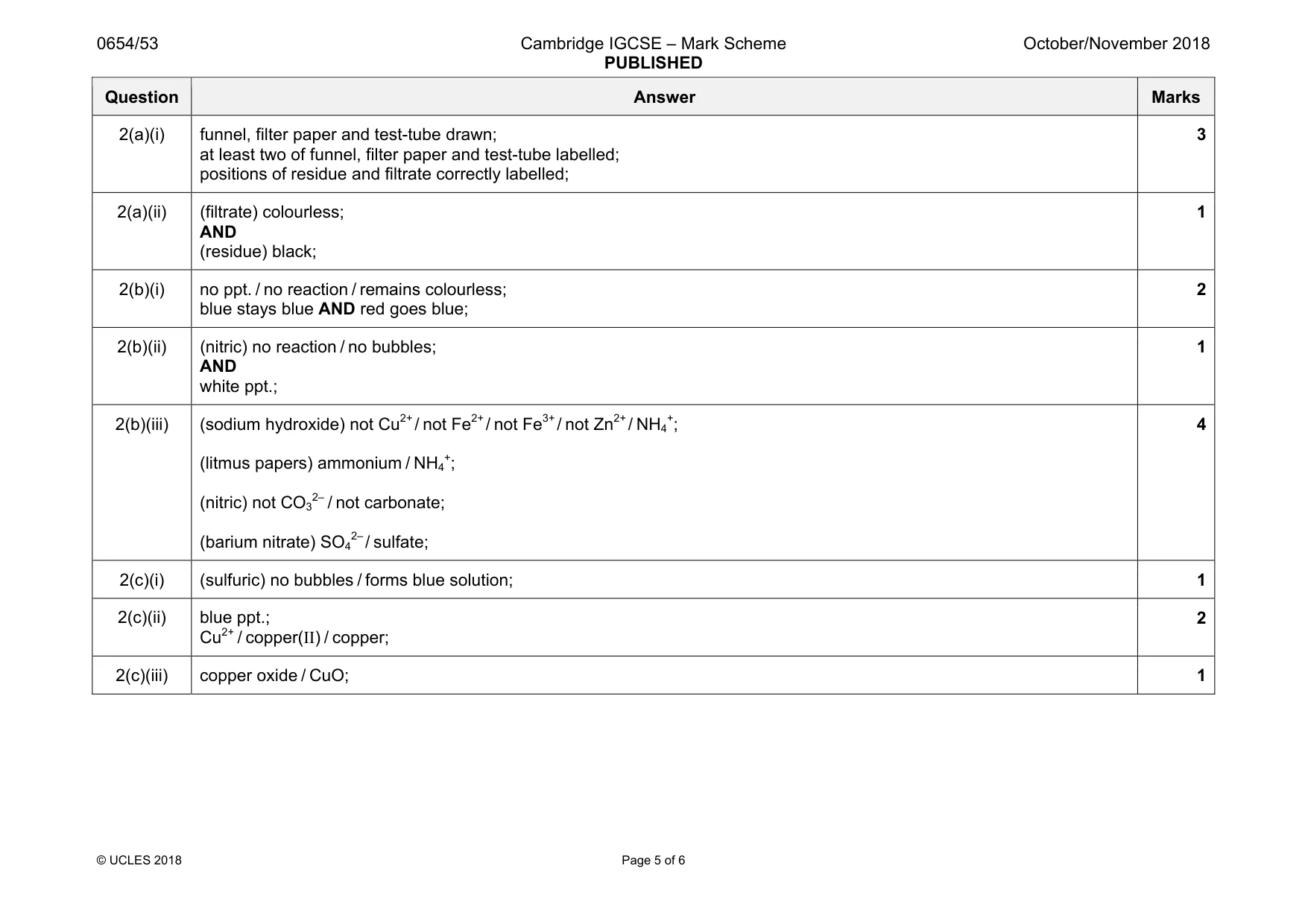 Mark scheme, page 5 of 6