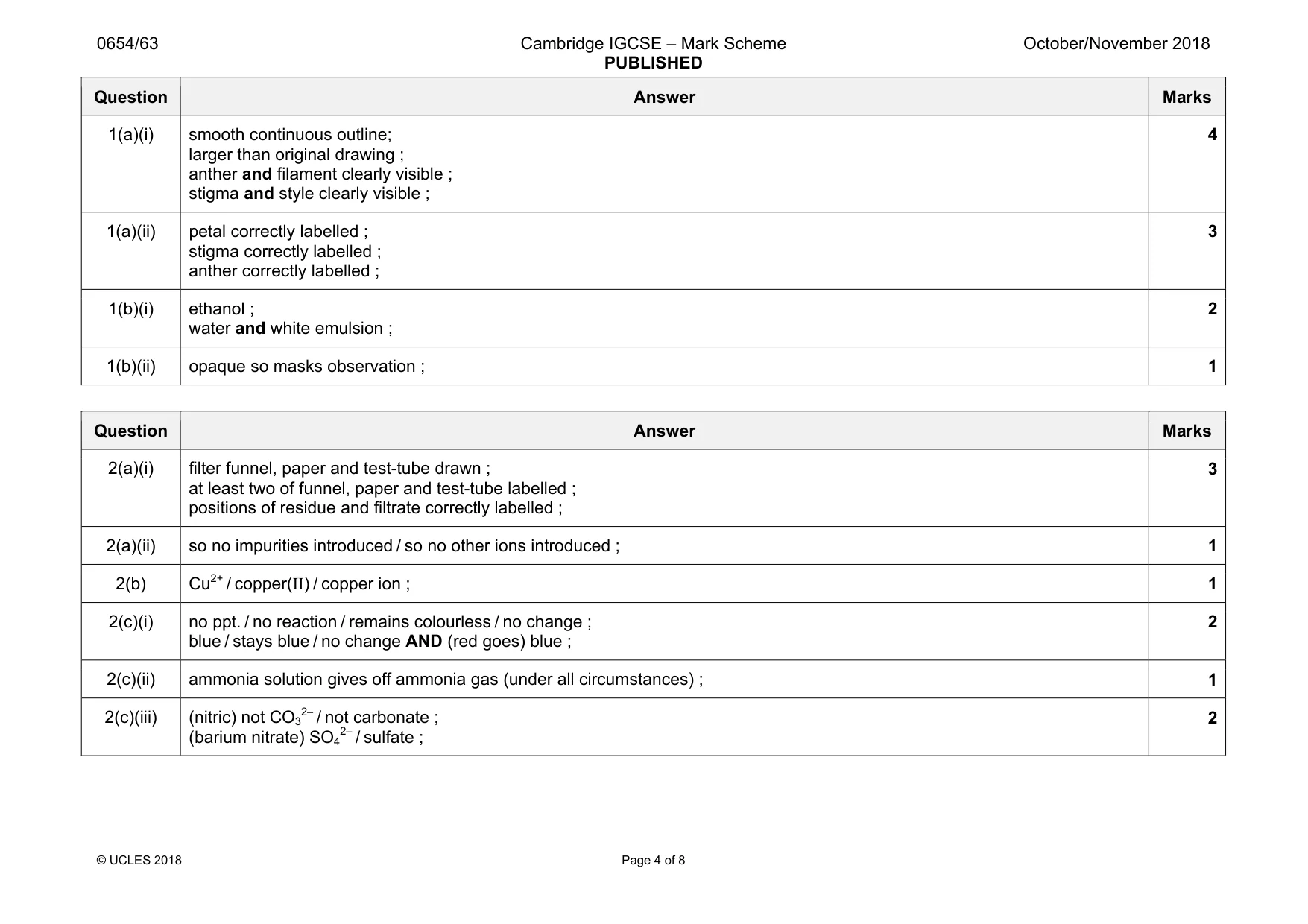 Mark scheme, page 4 of 8