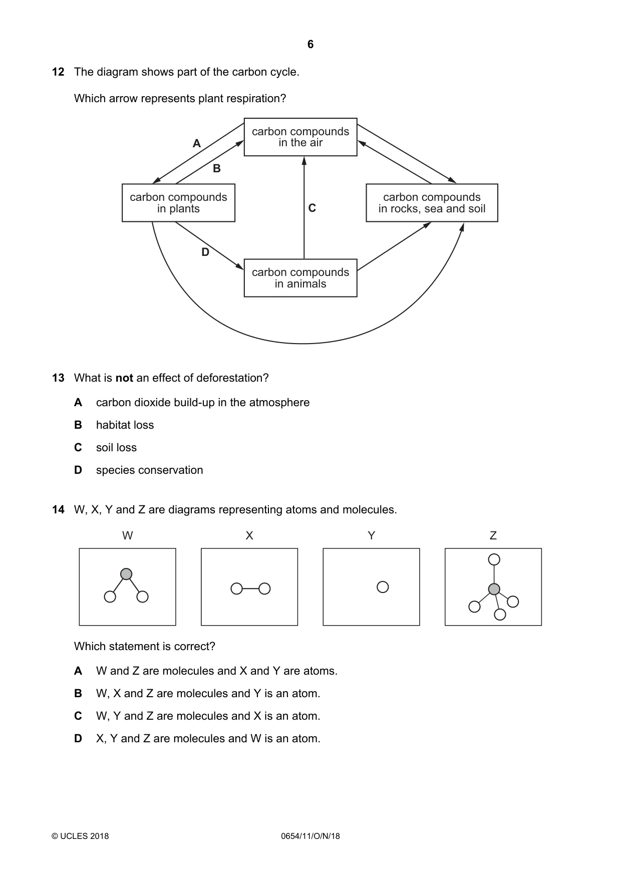 Cambridge IGCSE Sciences - Co-ordinated (Double) 0654 2018 Oct/Nov Paper 1 · Variant 1 question paper, page 6 of 16