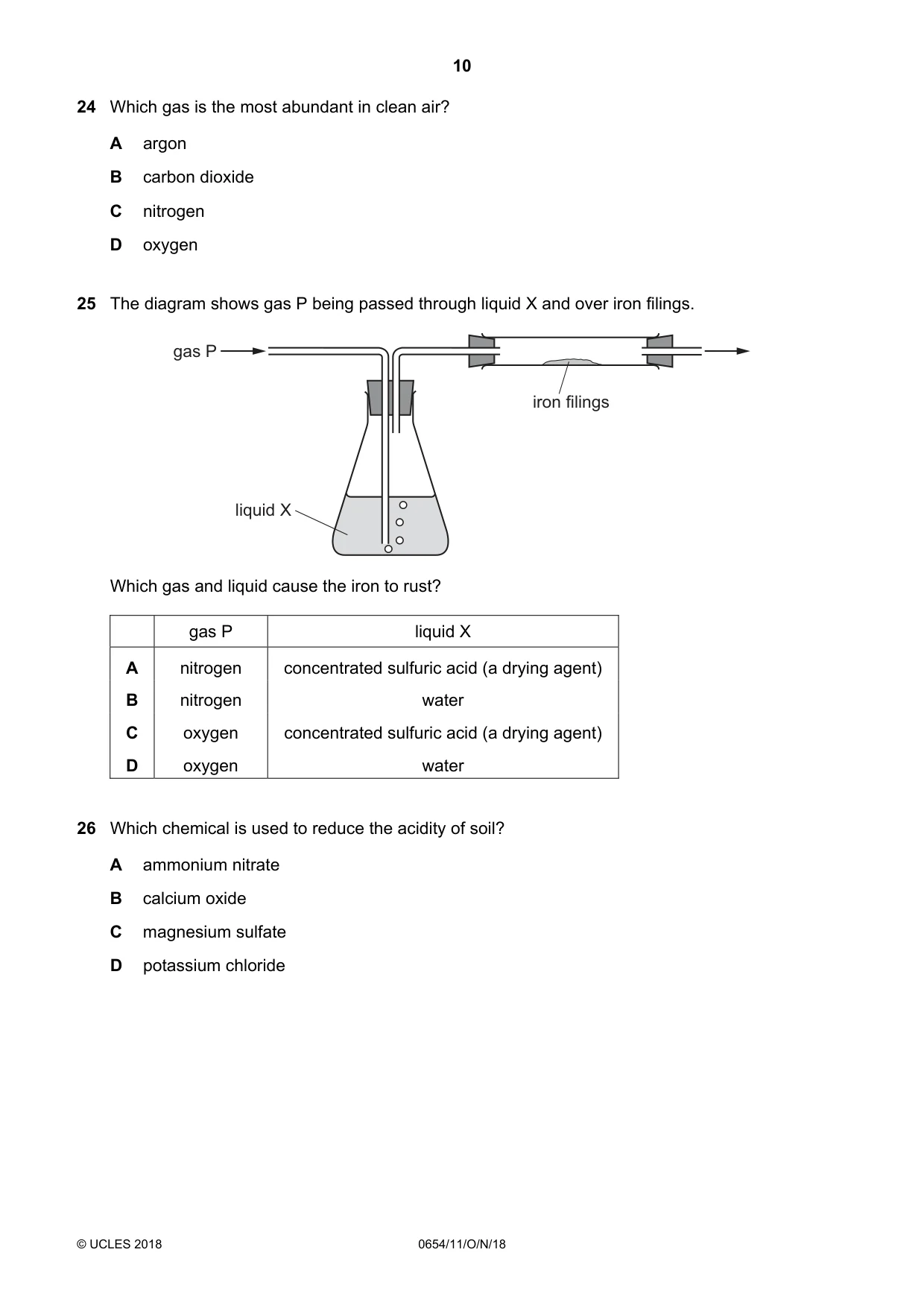 Cambridge IGCSE Sciences - Co-ordinated (Double) 0654 2018 Oct/Nov Paper 1 · Variant 1 question paper, page 10 of 16