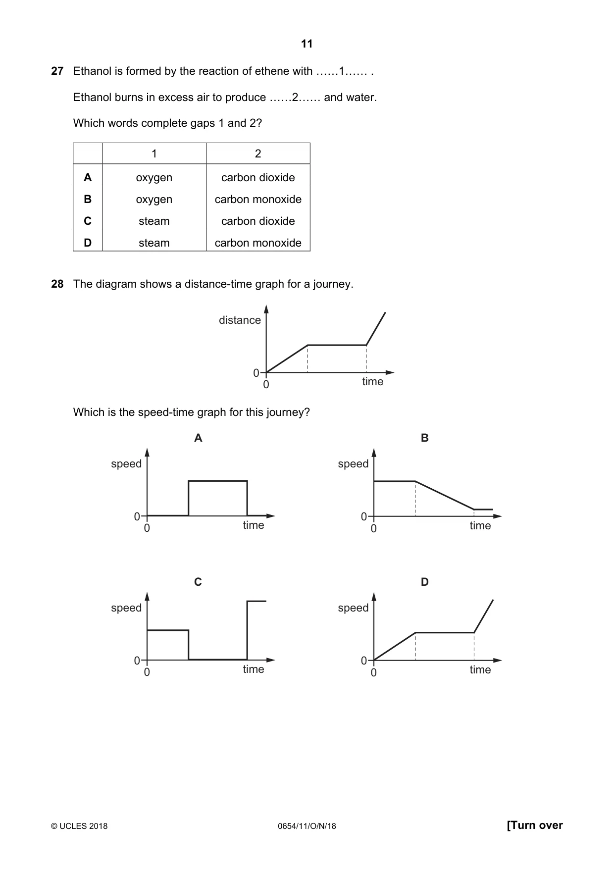 Cambridge IGCSE Sciences - Co-ordinated (Double) 0654 2018 Oct/Nov Paper 1 · Variant 1 question paper, page 11 of 16